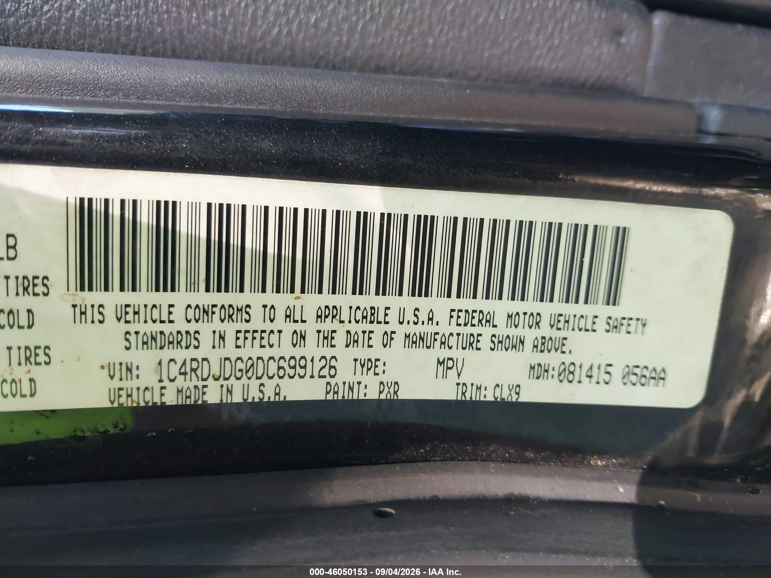 2013 Dodge Durango Crew Black vin: 1C4RDJDG0DC699126
