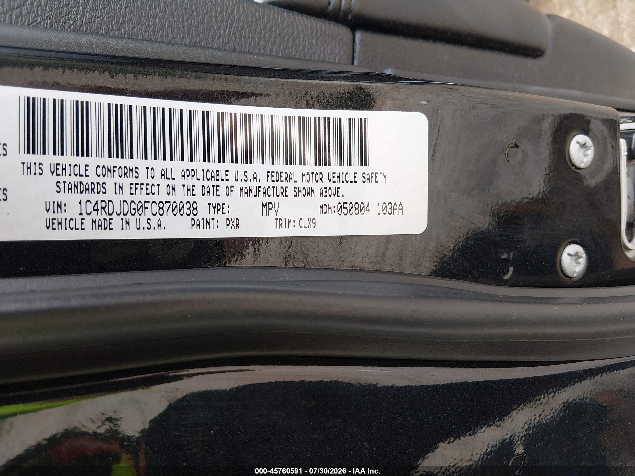 2015 Dodge Durango Limited Black vin: 1C4RDJDG0FC870038