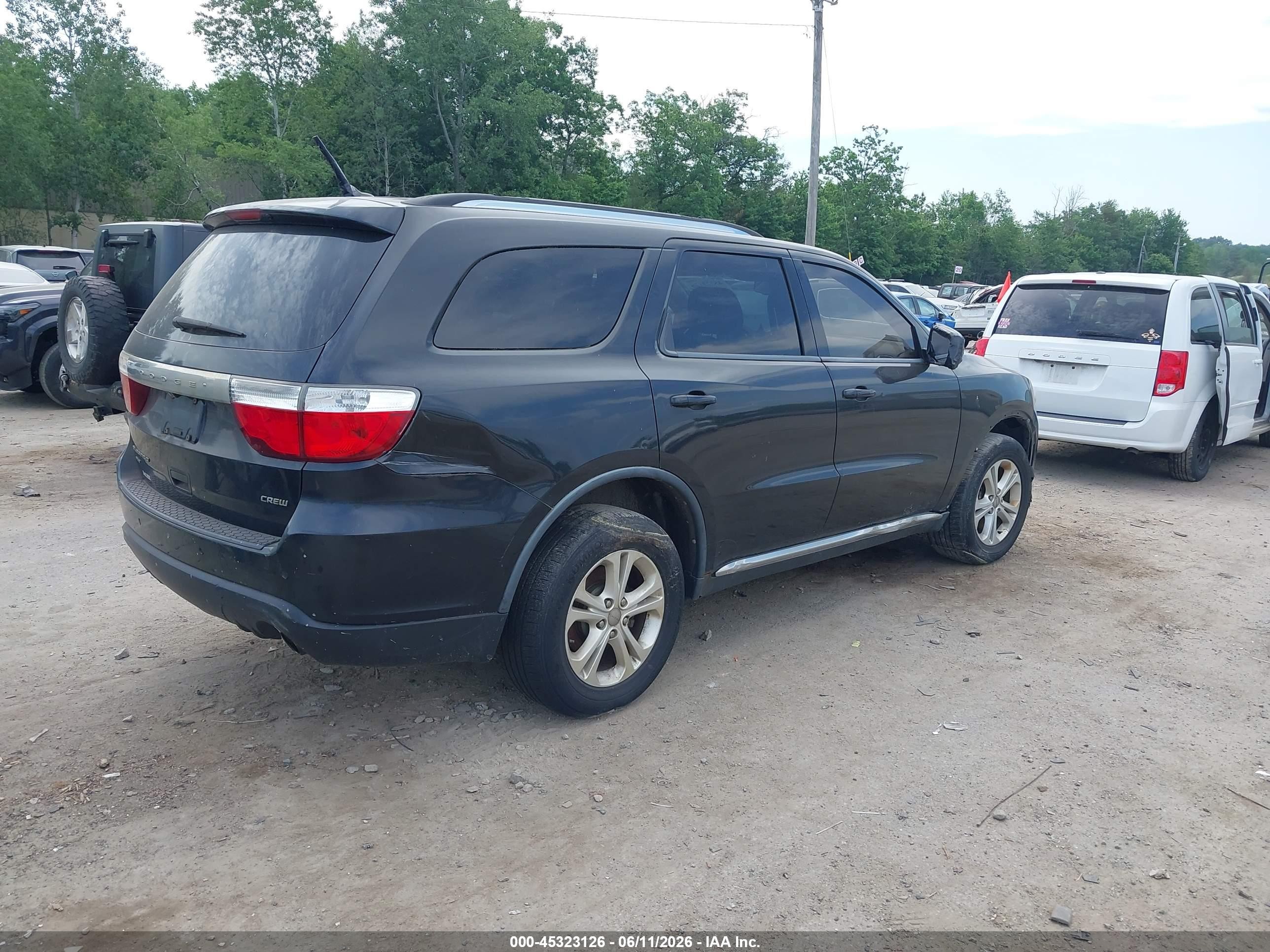 2012 Dodge Durango Crew Black vin: 1C4RDJDG1CC182884