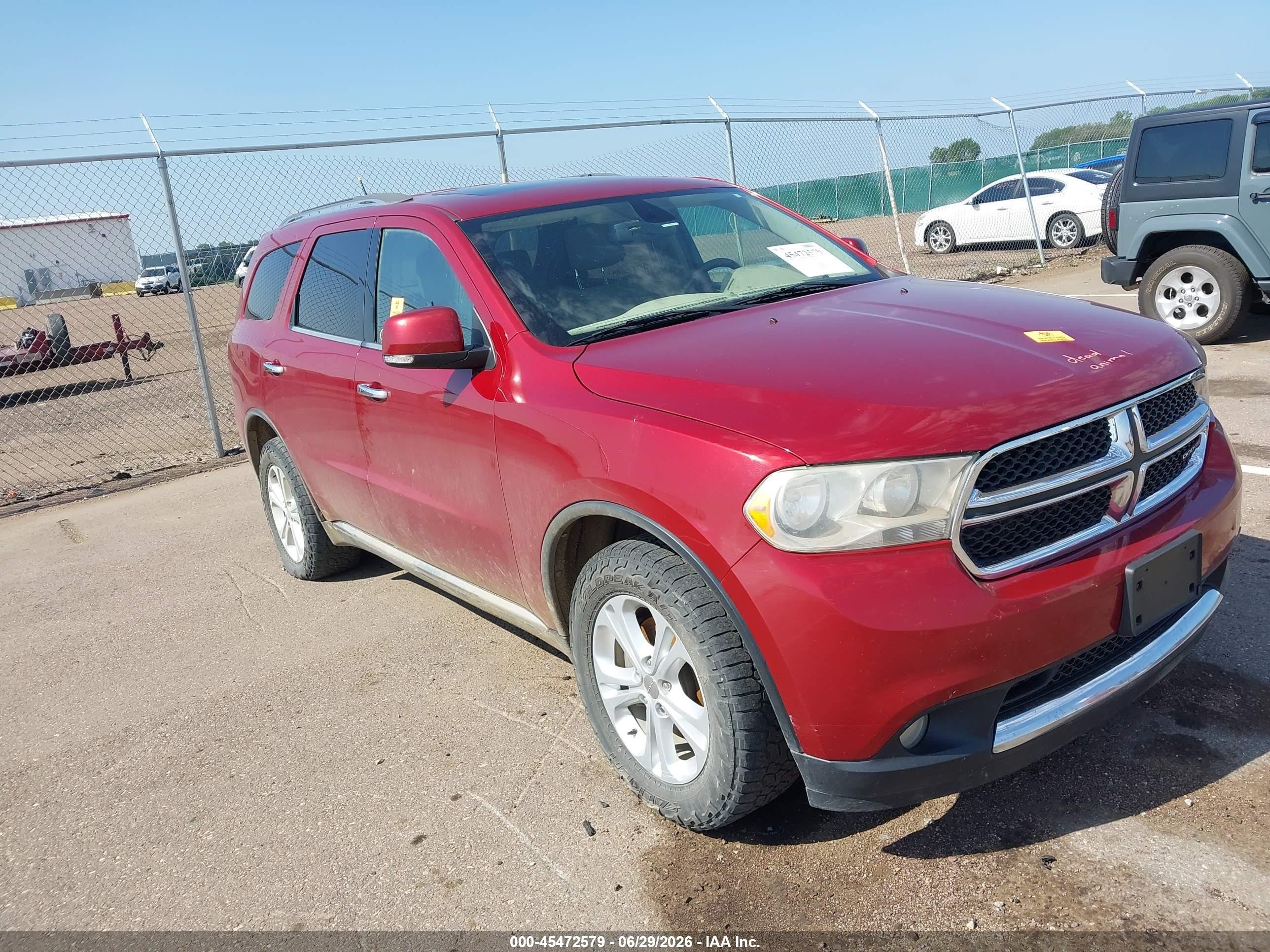 2013 Dodge Durango Crew Red vin: 1C4RDJDG1DC663395