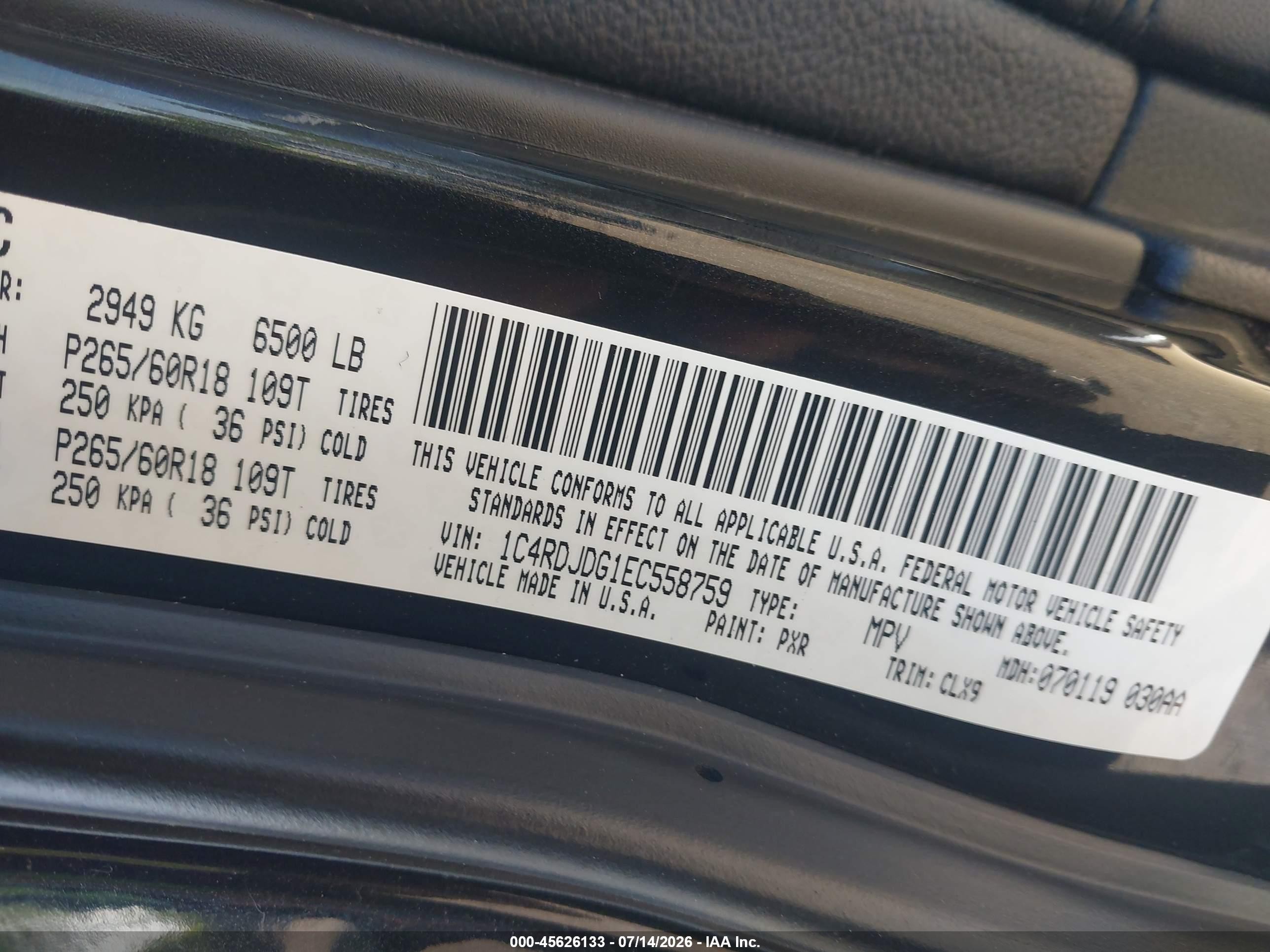2014 Dodge Durango Limited Black vin: 1C4RDJDG1EC558759
