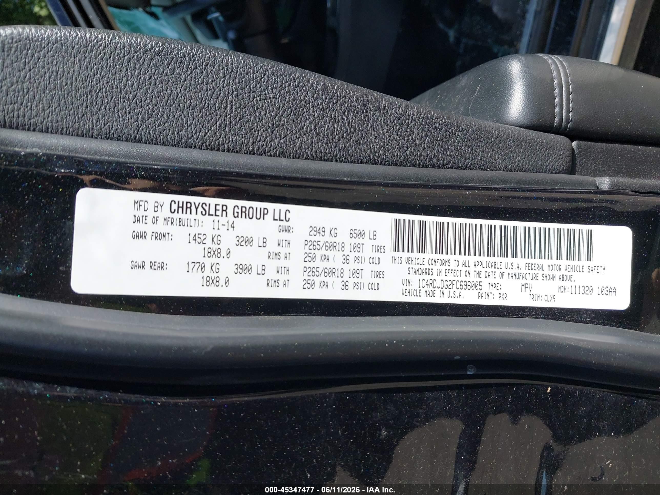 2015 Dodge Durango Limited Black vin: 1C4RDJDG2FC696005