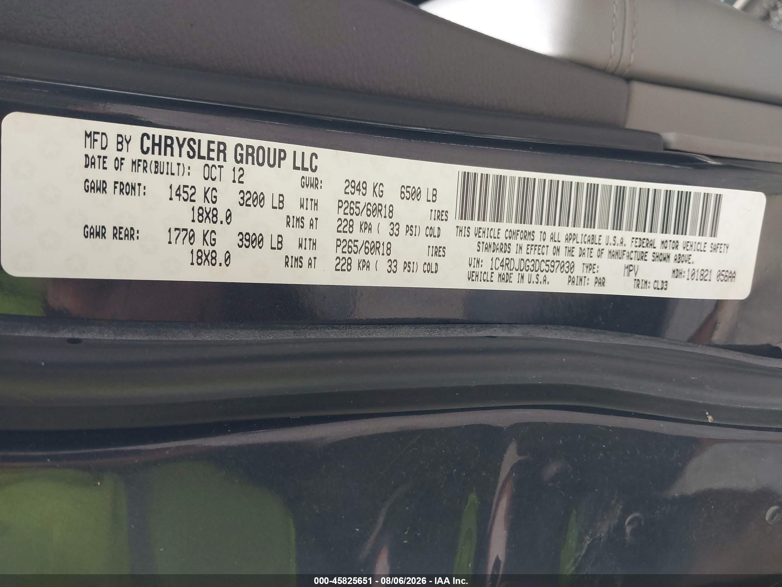 2013 Dodge Durango Crew Gray vin: 1C4RDJDG3DC597030