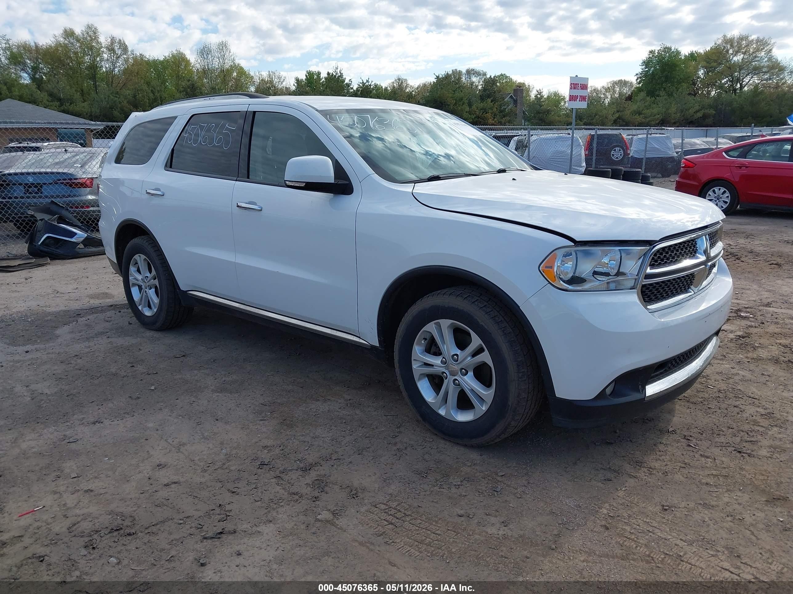 2013 Dodge Durango Crew White vin: 1C4RDJDG3DC674849