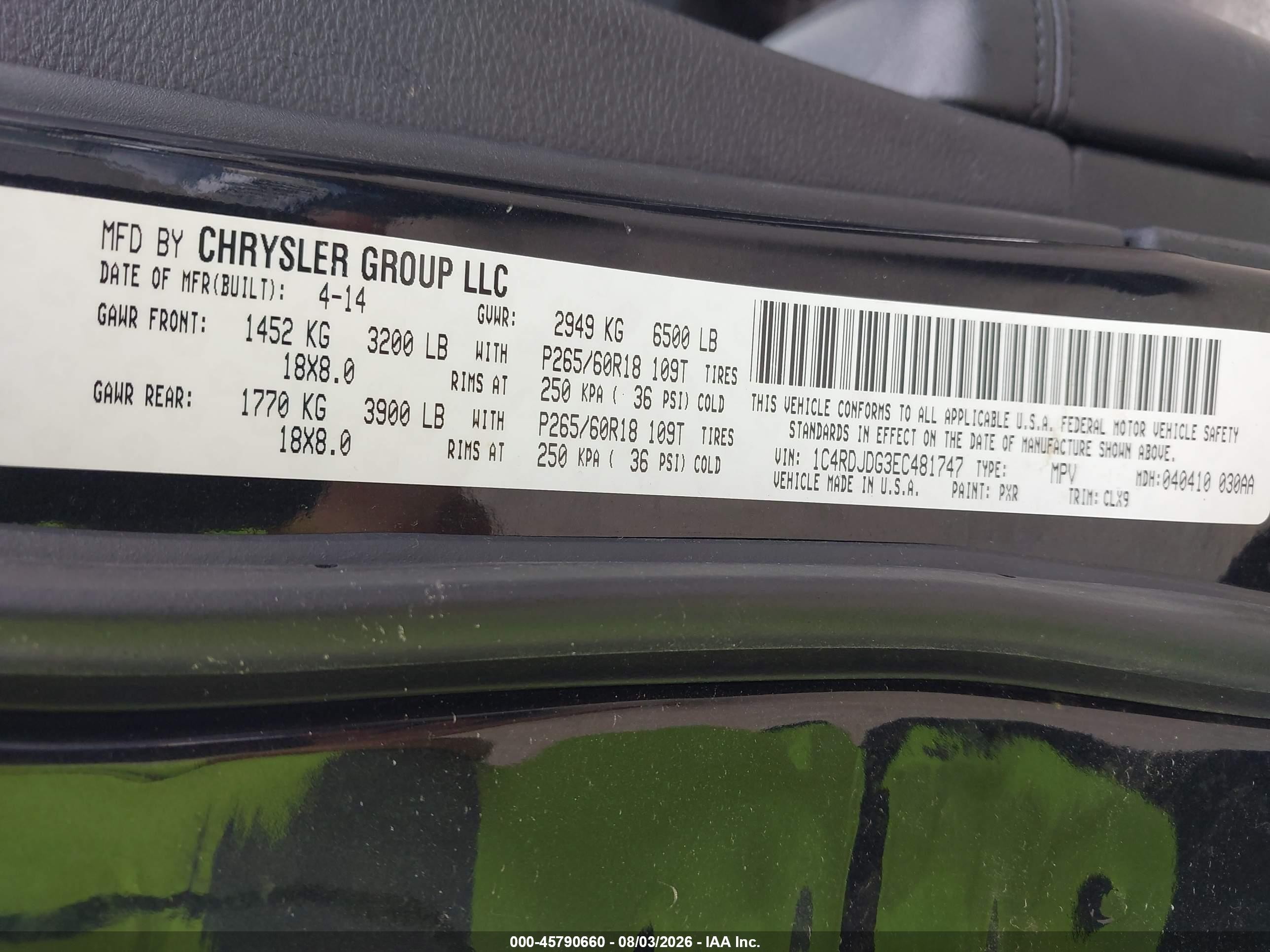 2014 Dodge Durango Limited Black vin: 1C4RDJDG3EC481747