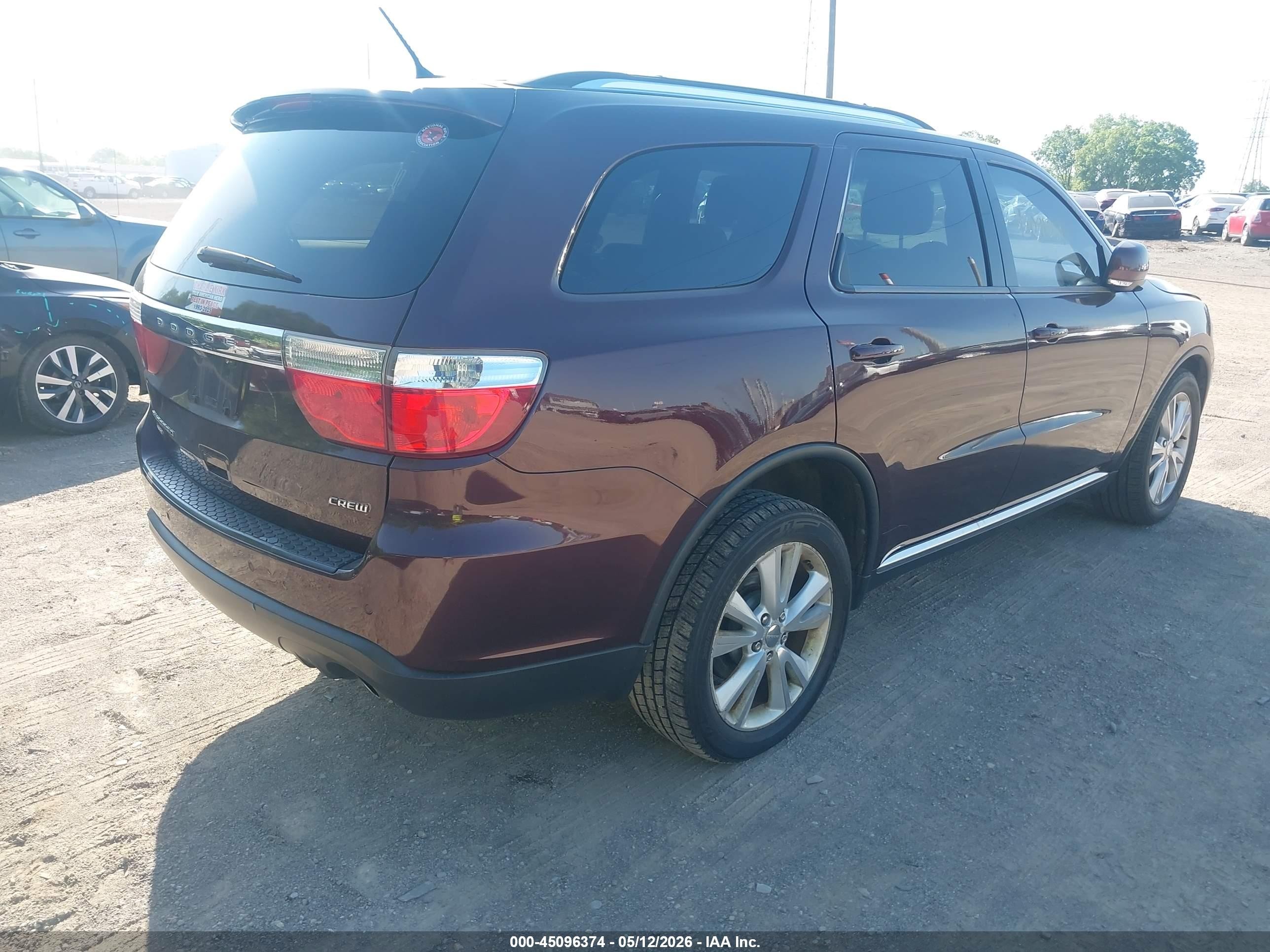 2012 Dodge Durango Crew Maroon vin: 1C4RDJDG4CC337119
