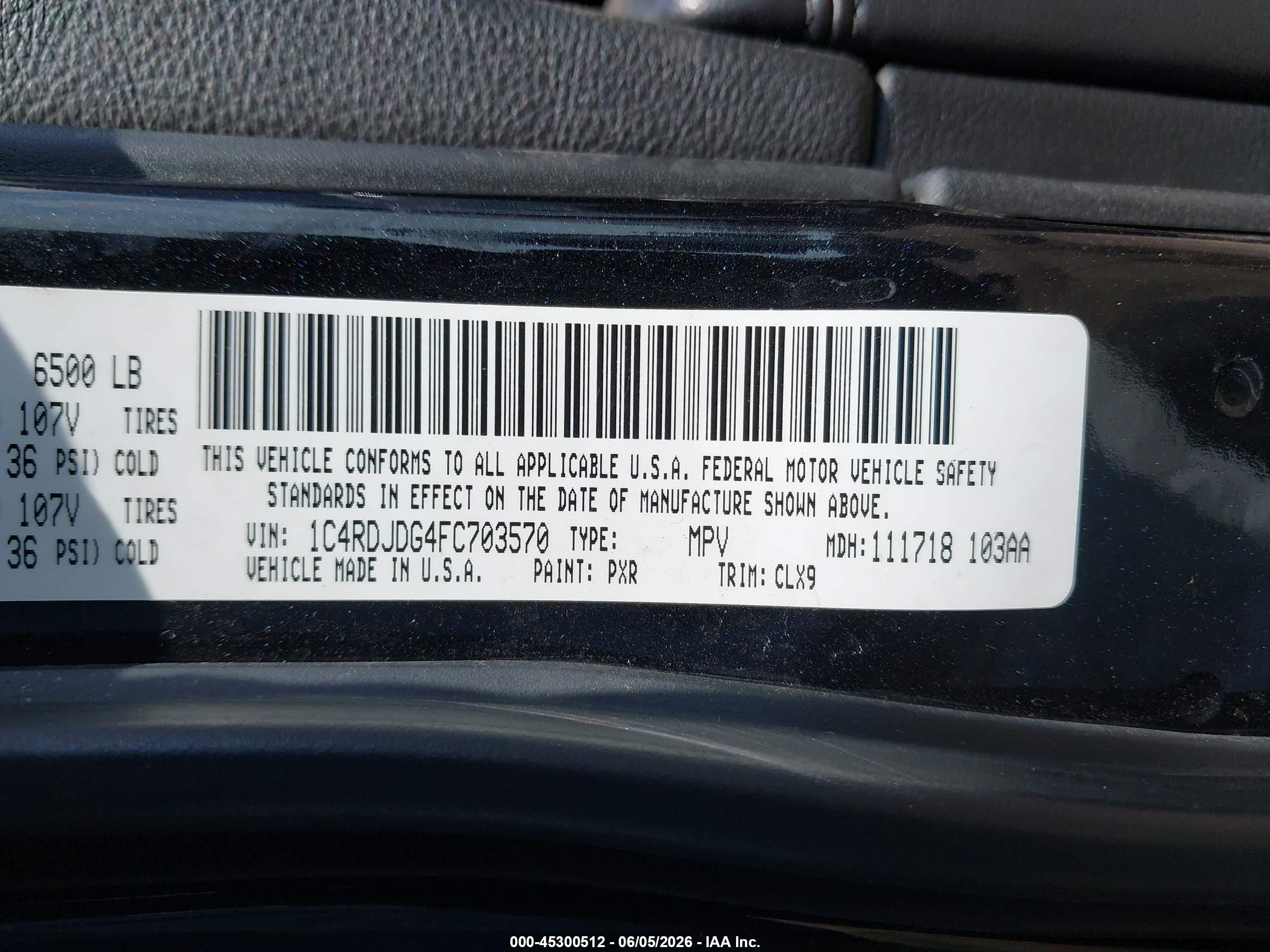 2015 Dodge Durango Limited Black vin: 1C4RDJDG4FC703570