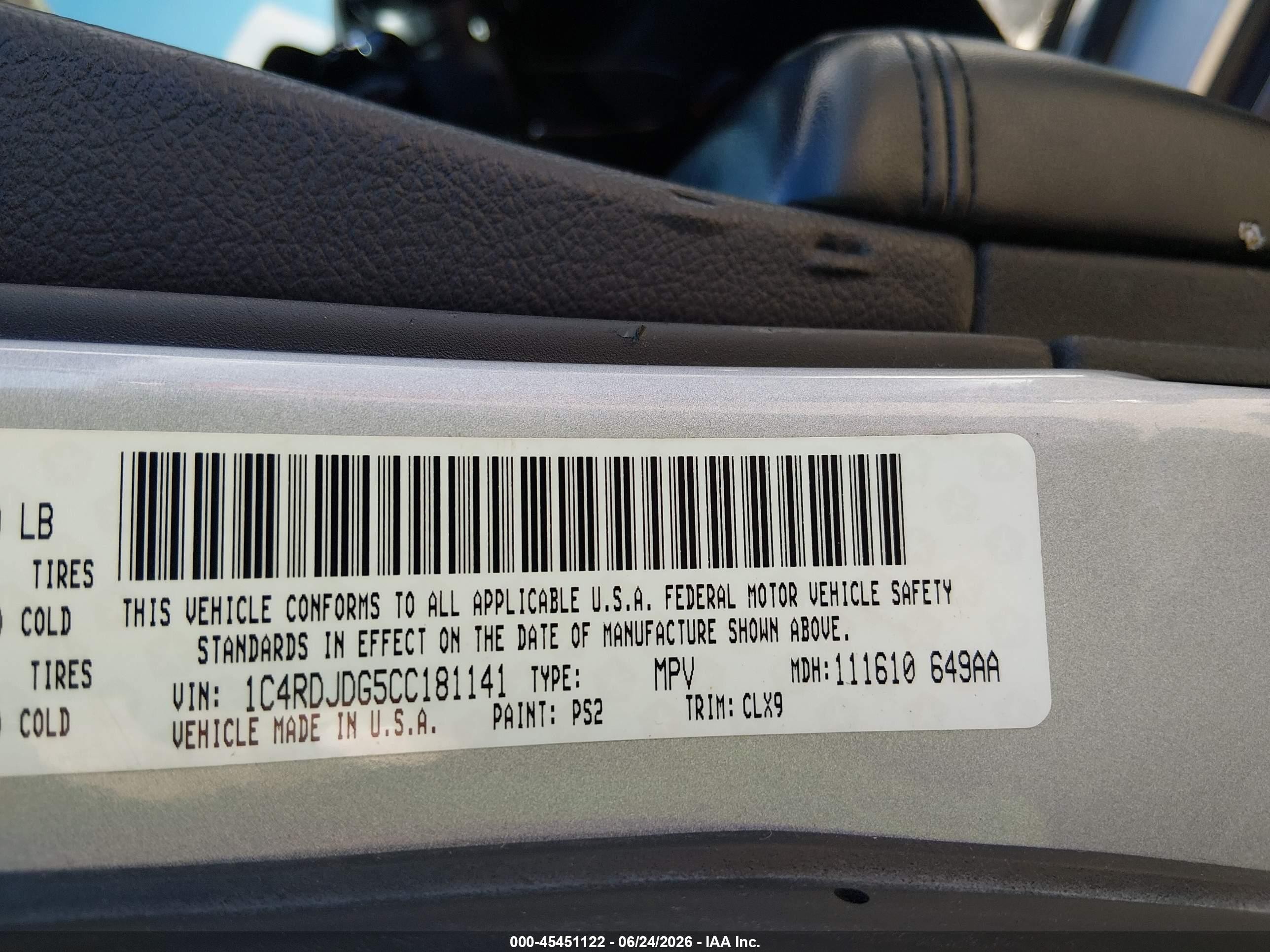 2012 Dodge Durango Crew Silver vin: 1C4RDJDG5CC181141
