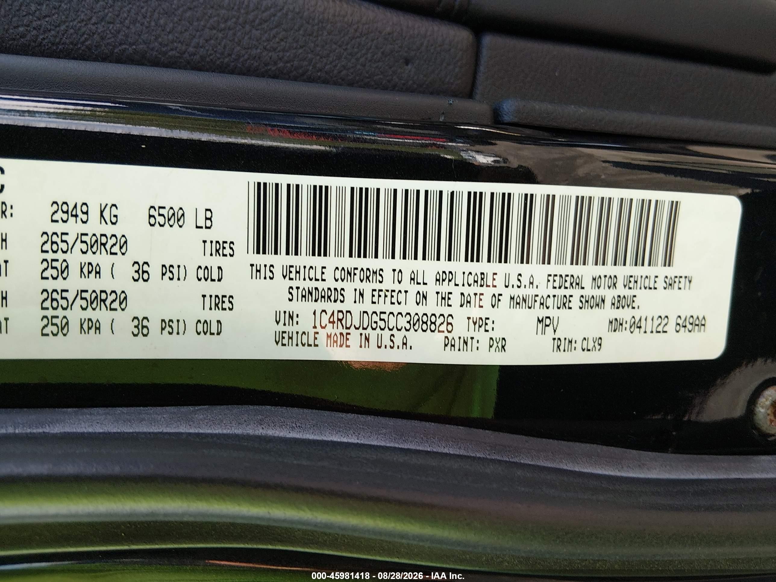 2012 Dodge Durango Crew Черный vin: 1C4RDJDG5CC308826