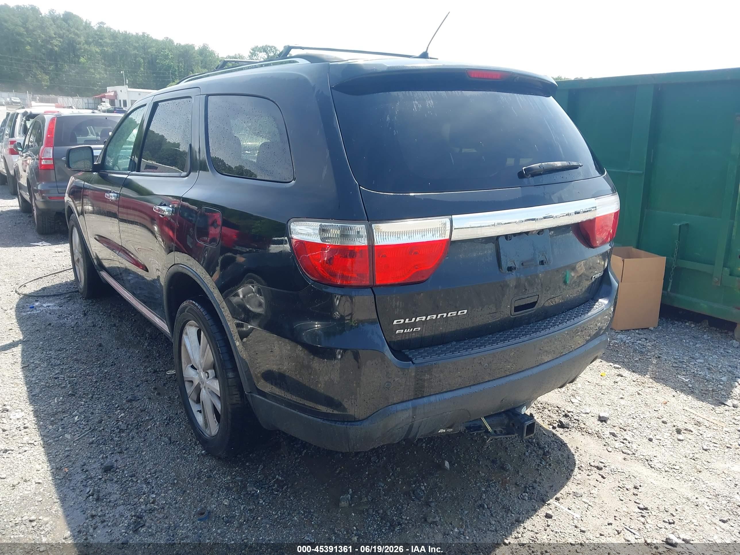 2013 Dodge Durango Crew Black vin: 1C4RDJDG5DC554308