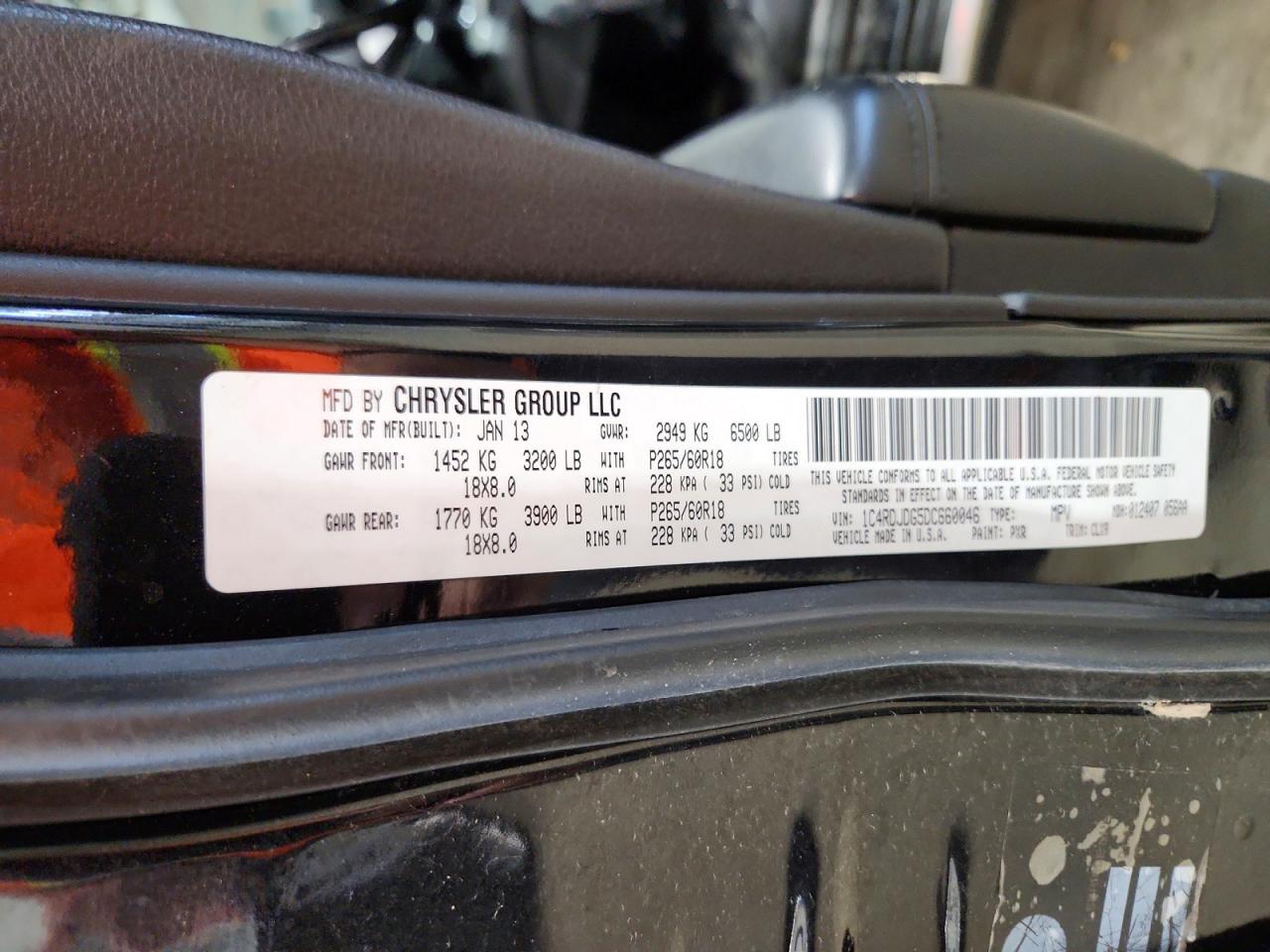 2013 Dodge Durango Crew Черный vin: 1C4RDJDG5DC660046
