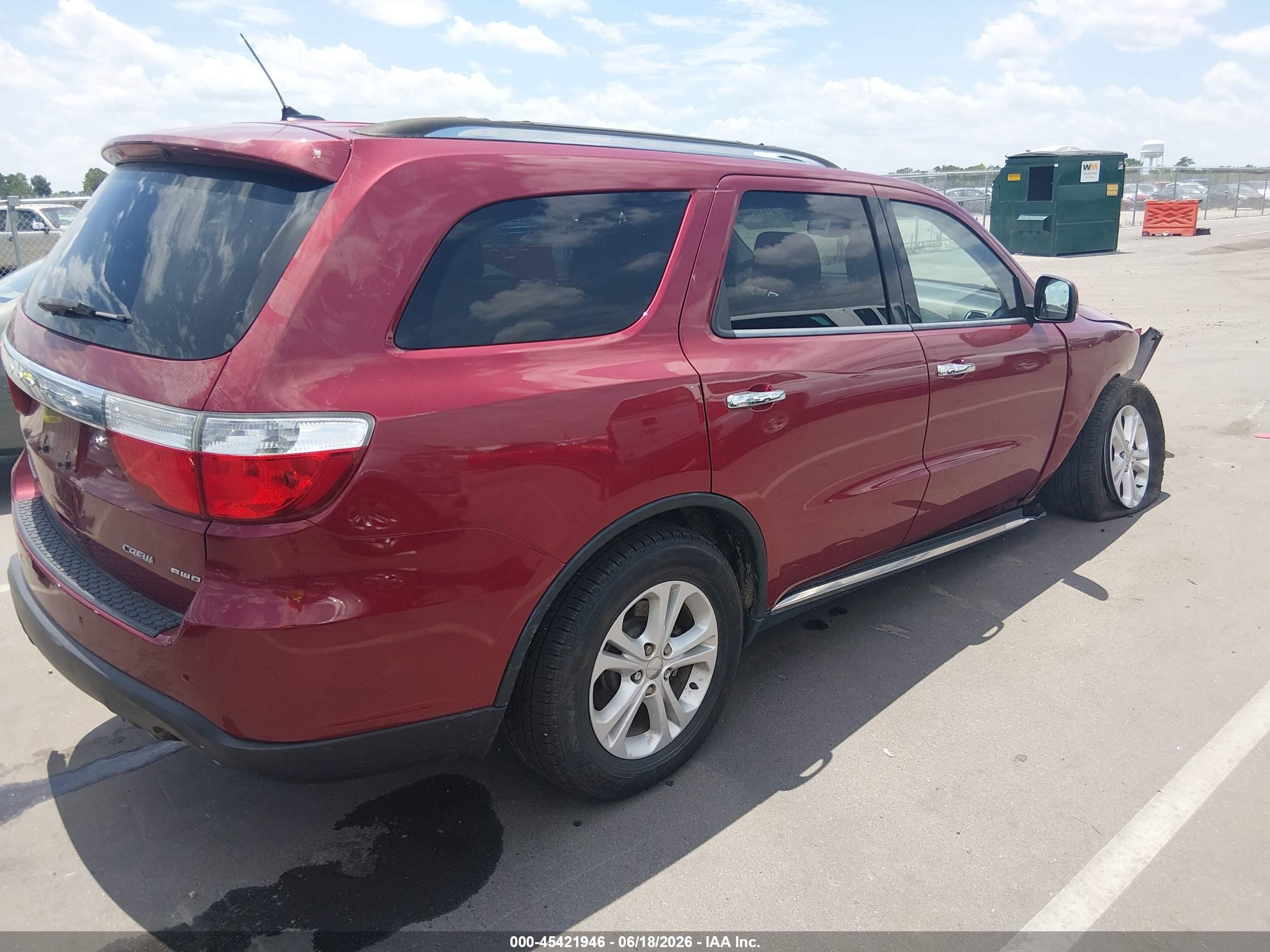 2013 Dodge Durango Crew Red vin: 1C4RDJDG5DC674397