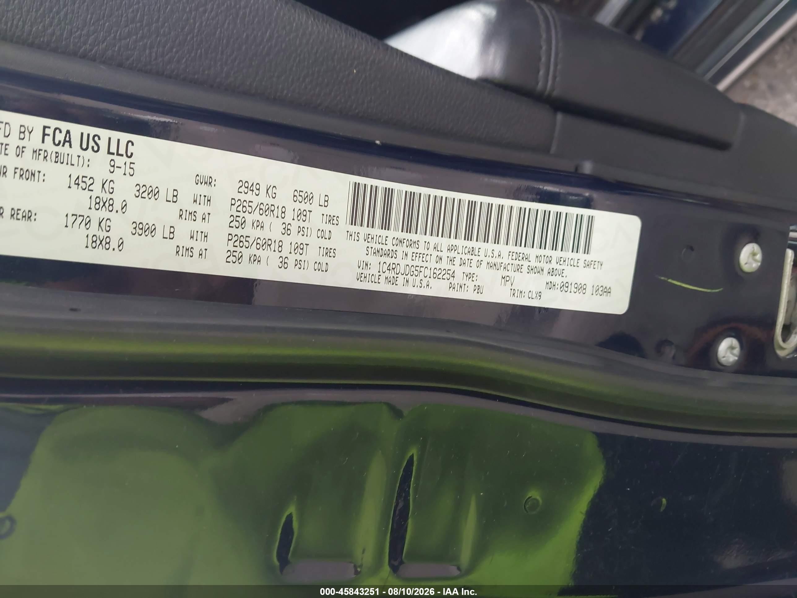 2015 Dodge Durango Limited Синий vin: 1C4RDJDG5FC162254