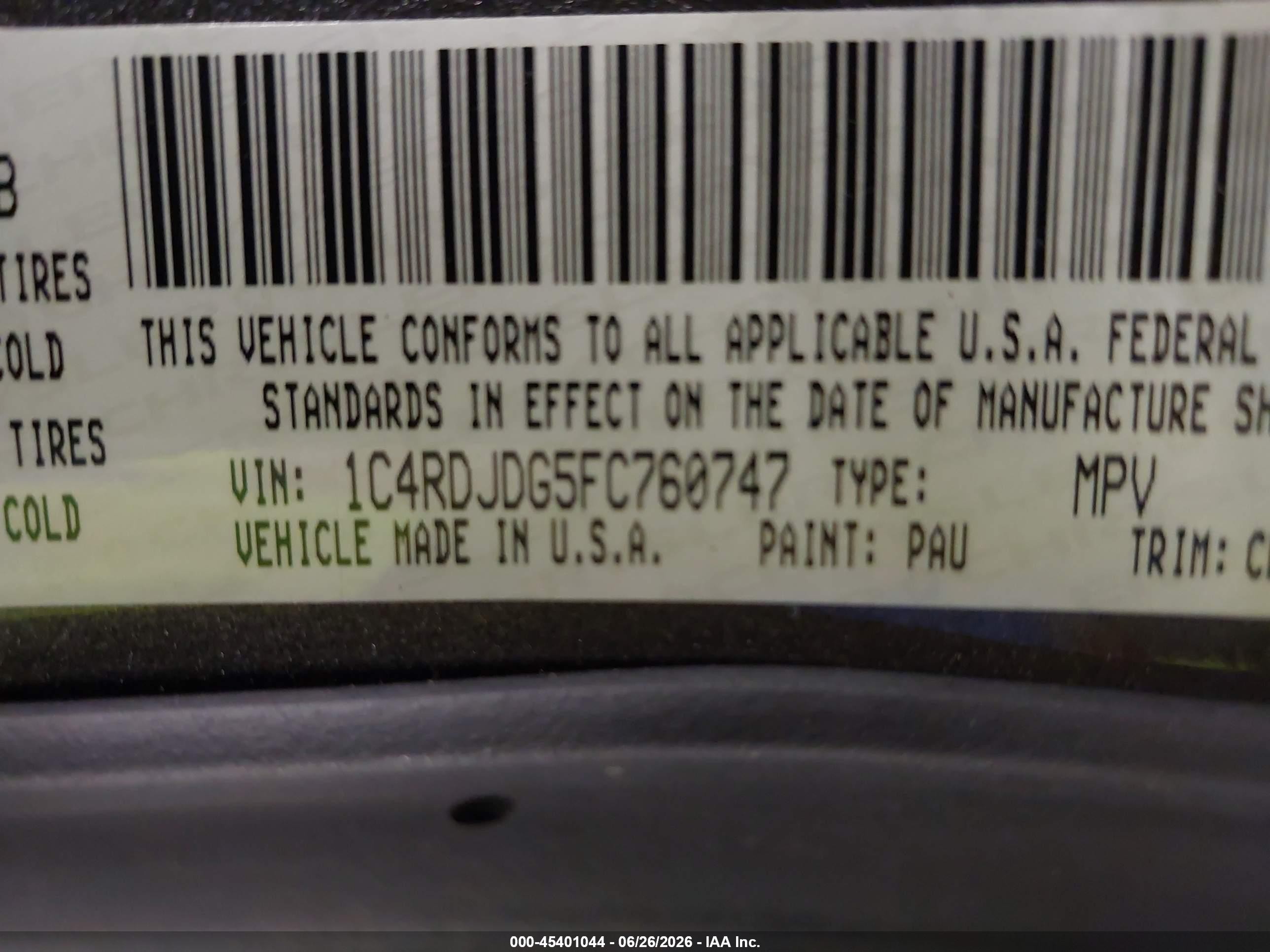 2015 Dodge Durango Limited Gray vin: 1C4RDJDG5FC760747