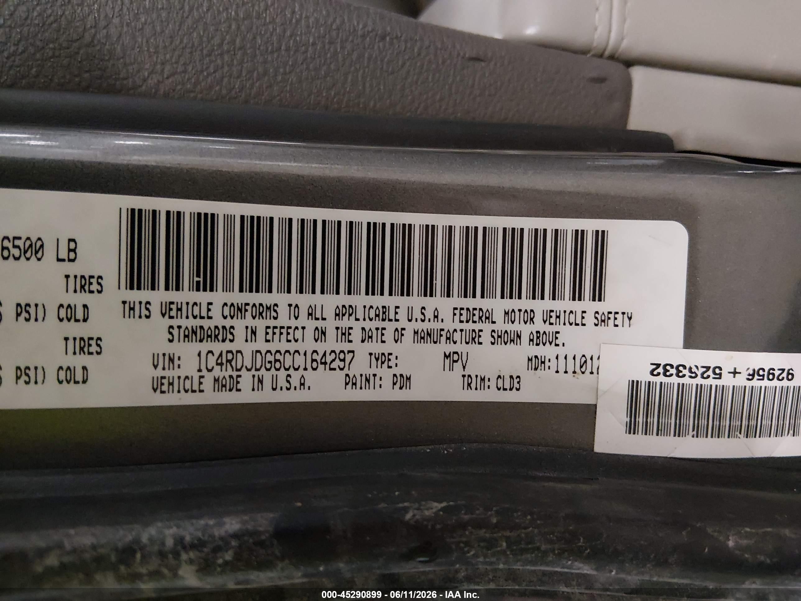 2012 Dodge Durango Crew Серый vin: 1C4RDJDG6CC164297