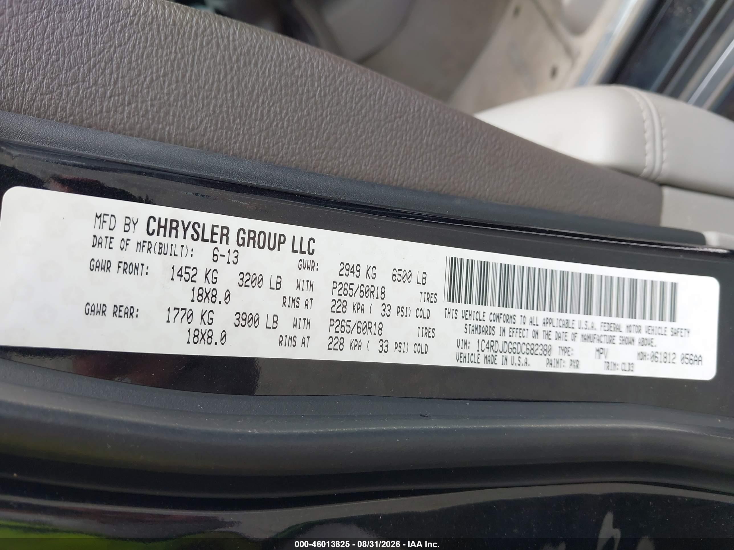 2013 Dodge Durango Crew Черный vin: 1C4RDJDG6DC682380