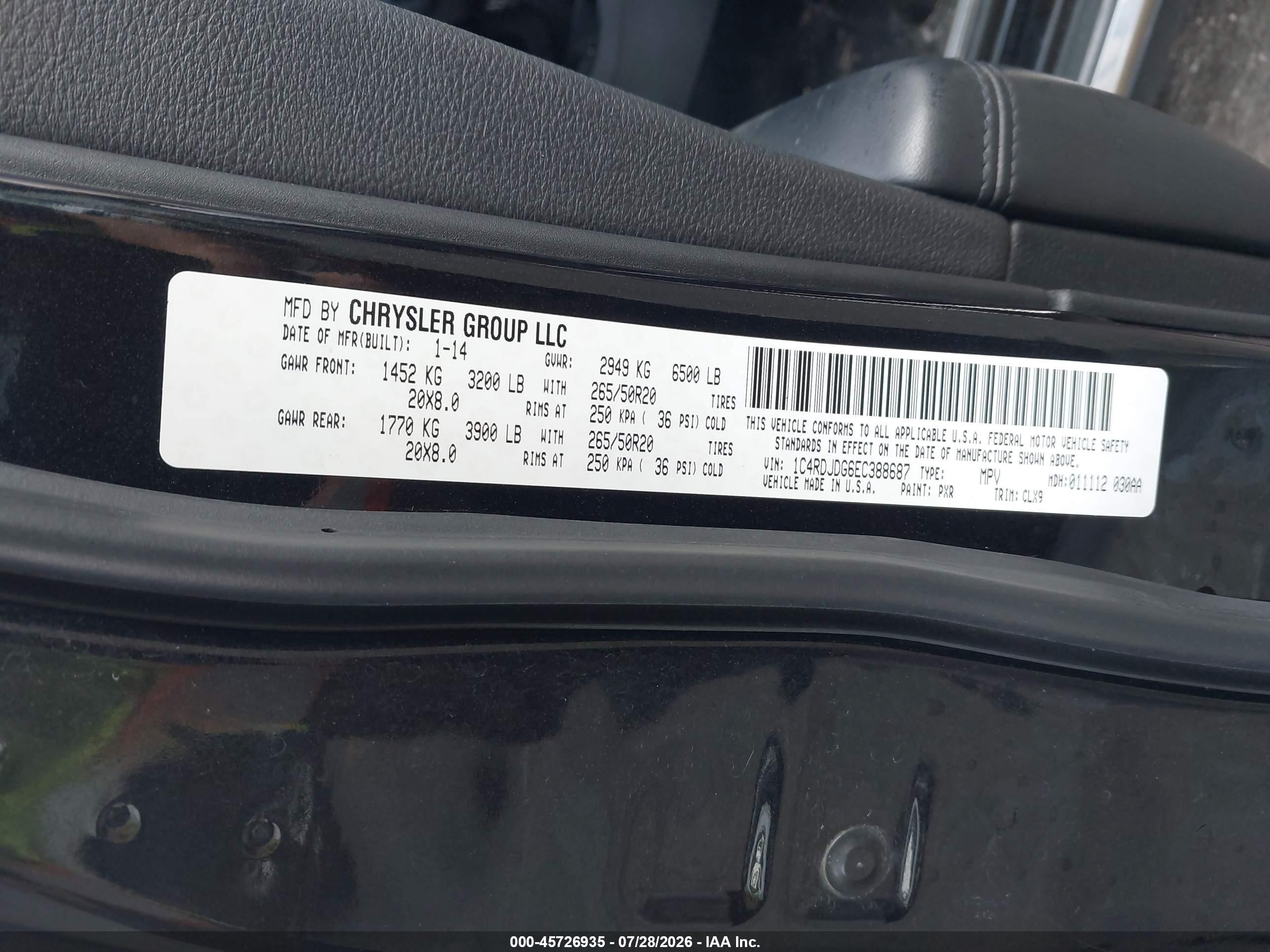 2014 Dodge Durango Limited Black vin: 1C4RDJDG6EC388687