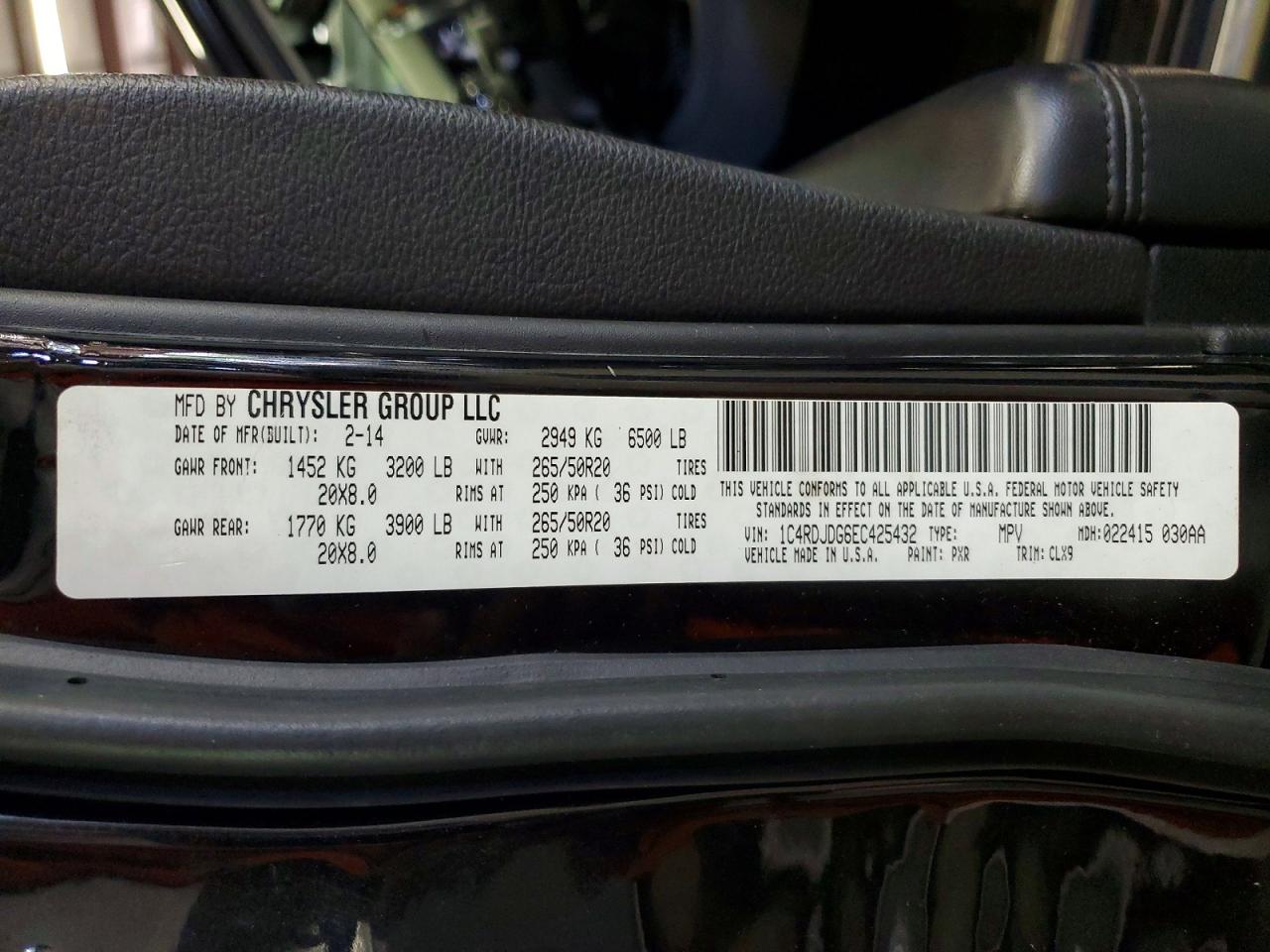 2014 Dodge Durango Limited Black vin: 1C4RDJDG6EC425432