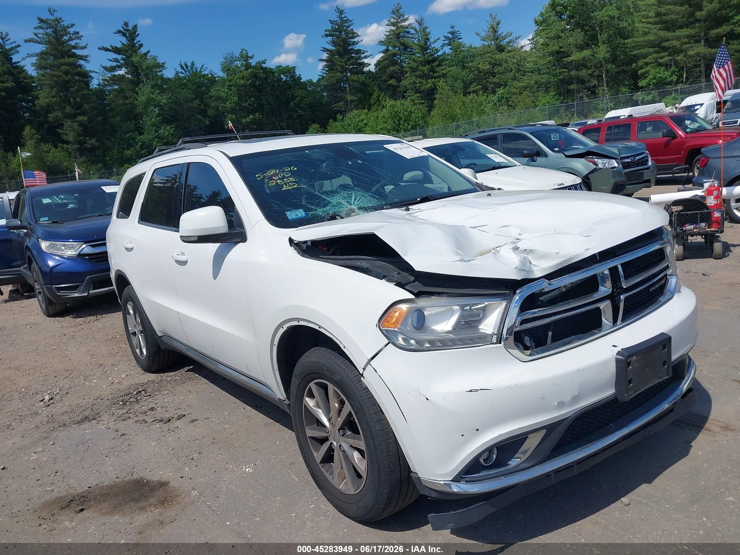 2014 Dodge Durango Limited White vin: 1C4RDJDG6EC592888