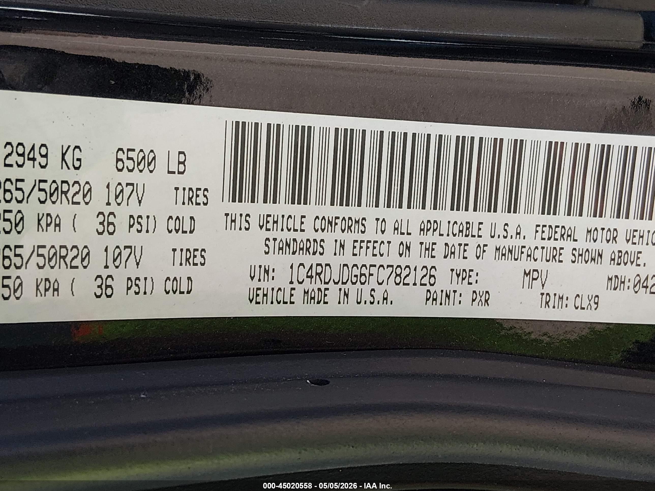 2015 Dodge Durango Limited Black vin: 1C4RDJDG6FC782126