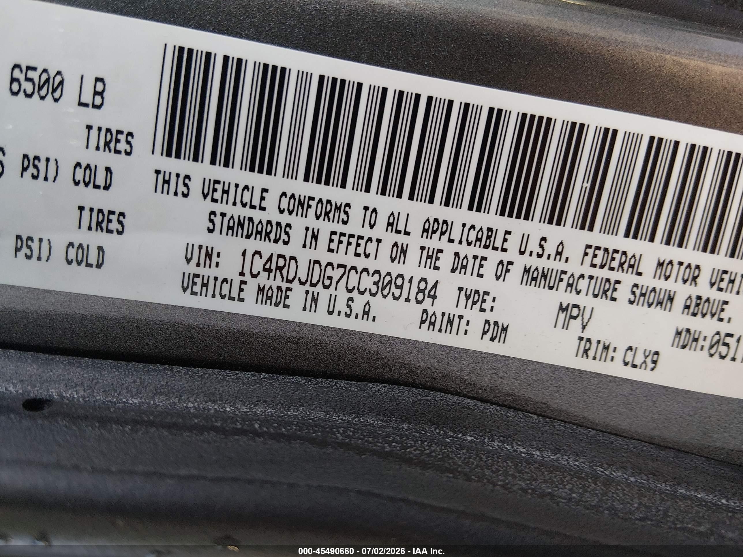 2012 Dodge Durango Crew Gray vin: 1C4RDJDG7CC309184