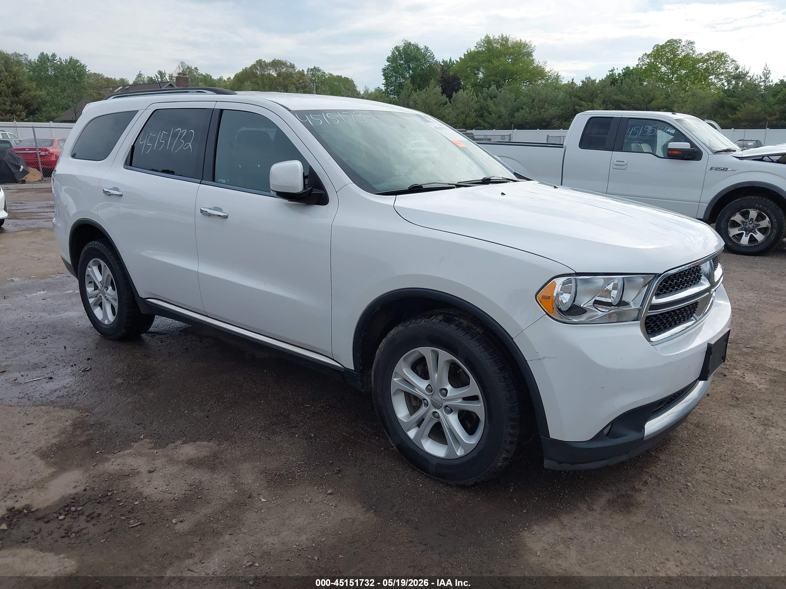 2013 Dodge Durango Crew White vin: 1C4RDJDG7DC664597