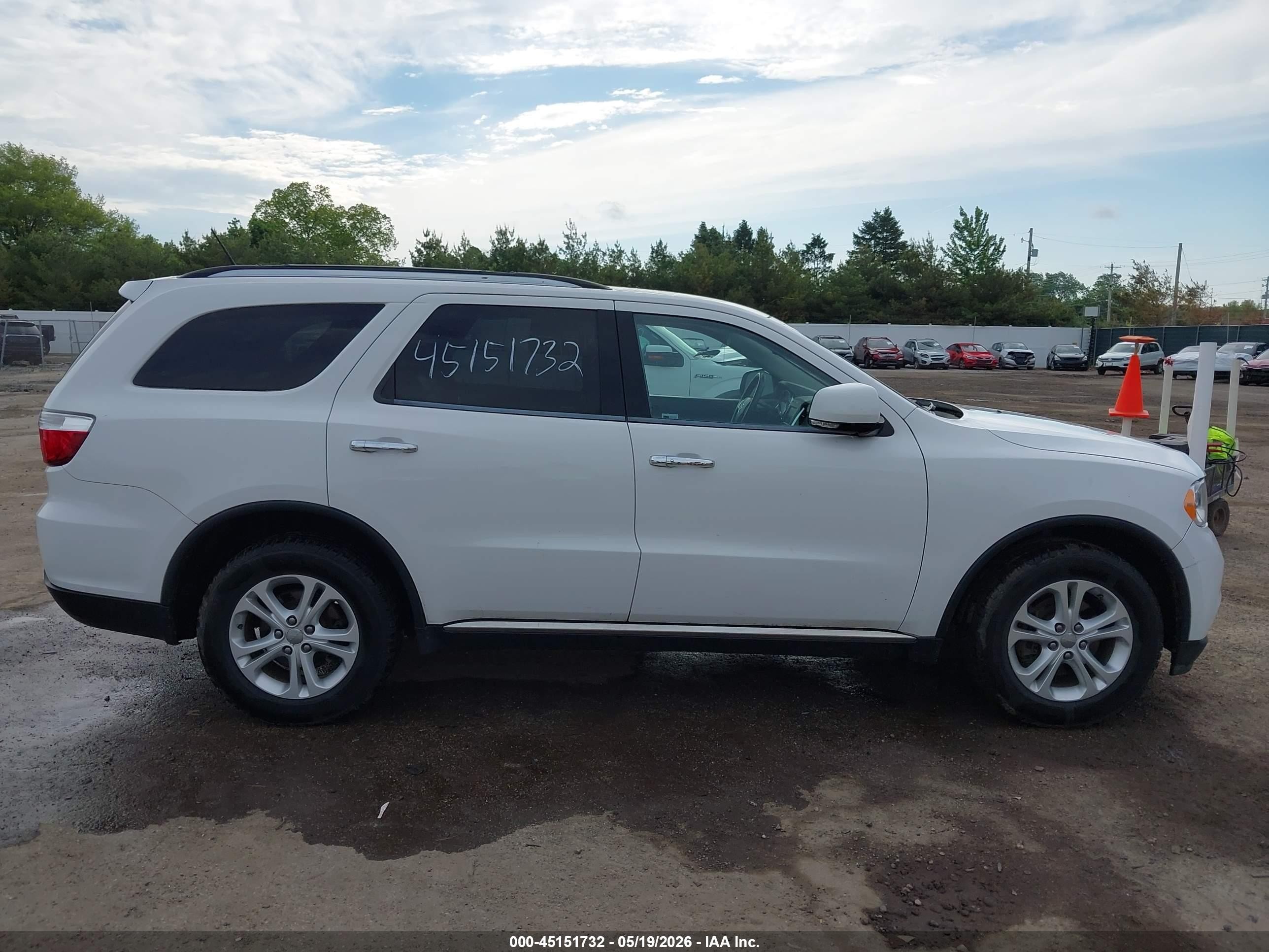 2013 Dodge Durango Crew White vin: 1C4RDJDG7DC664597