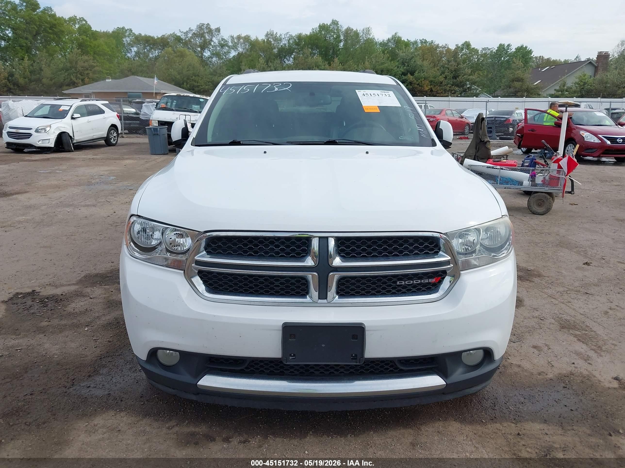 2013 Dodge Durango Crew White vin: 1C4RDJDG7DC664597