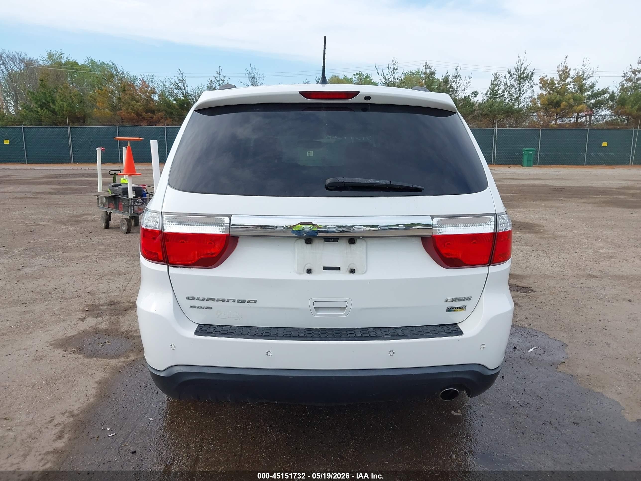 2013 Dodge Durango Crew White vin: 1C4RDJDG7DC664597
