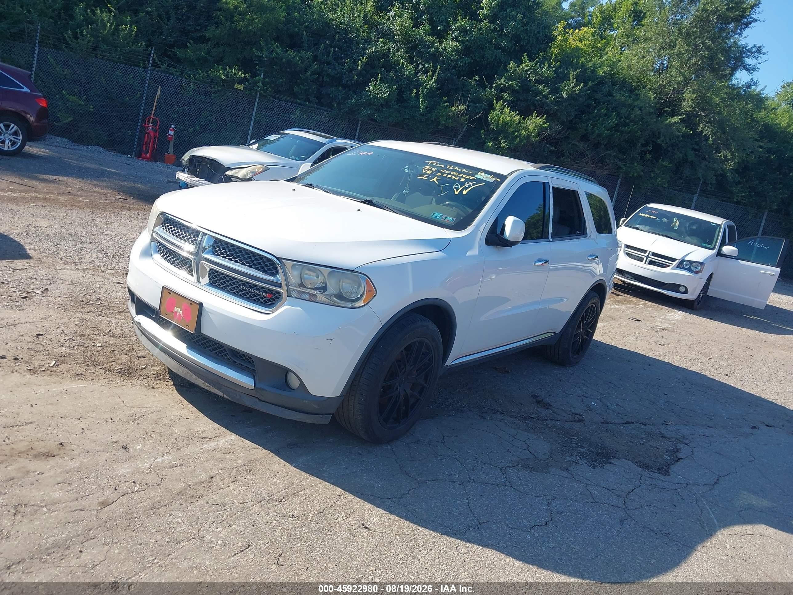 2013 Dodge Durango Crew White vin: 1C4RDJDG7DC677463