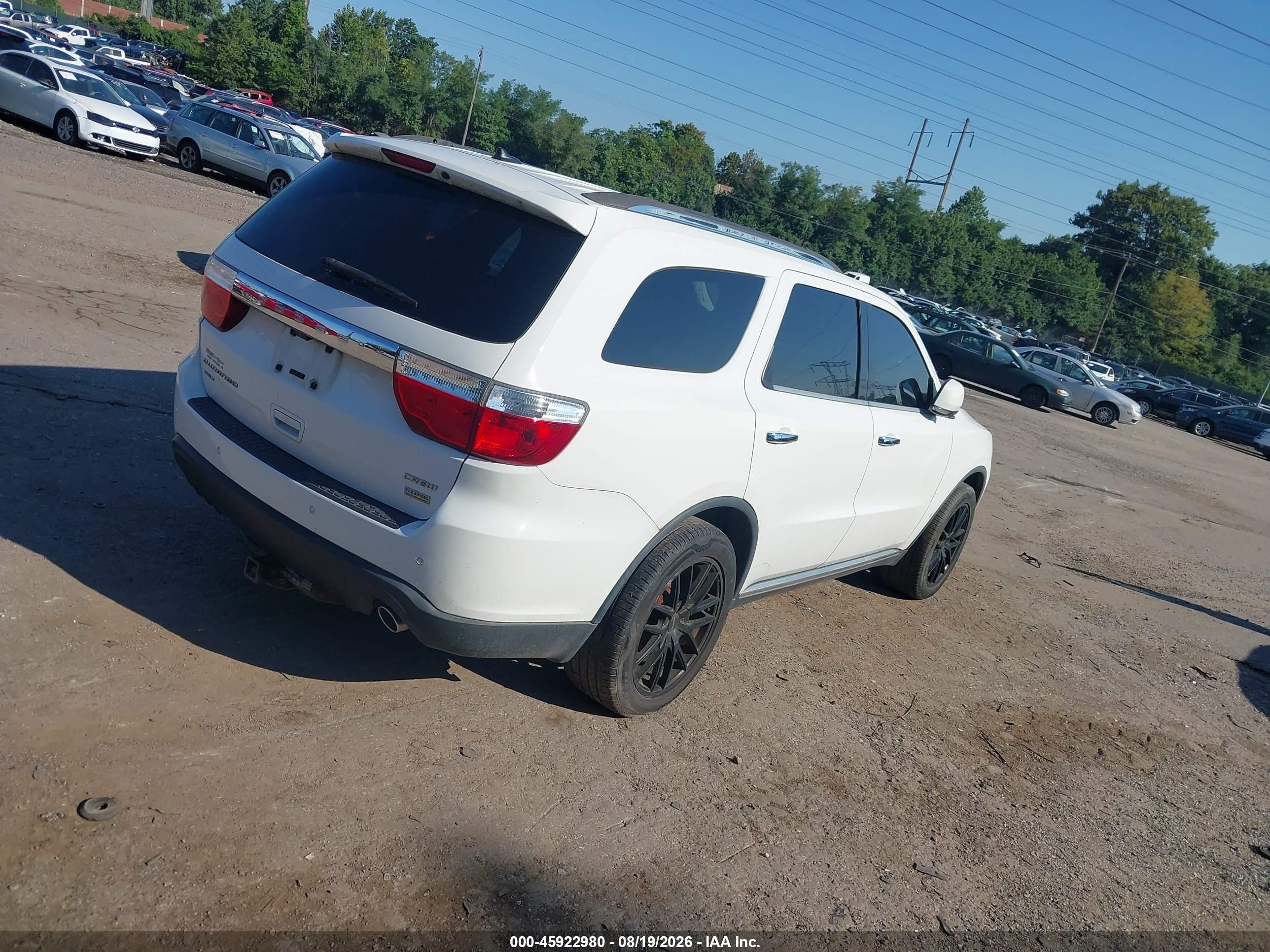 2013 Dodge Durango Crew White vin: 1C4RDJDG7DC677463