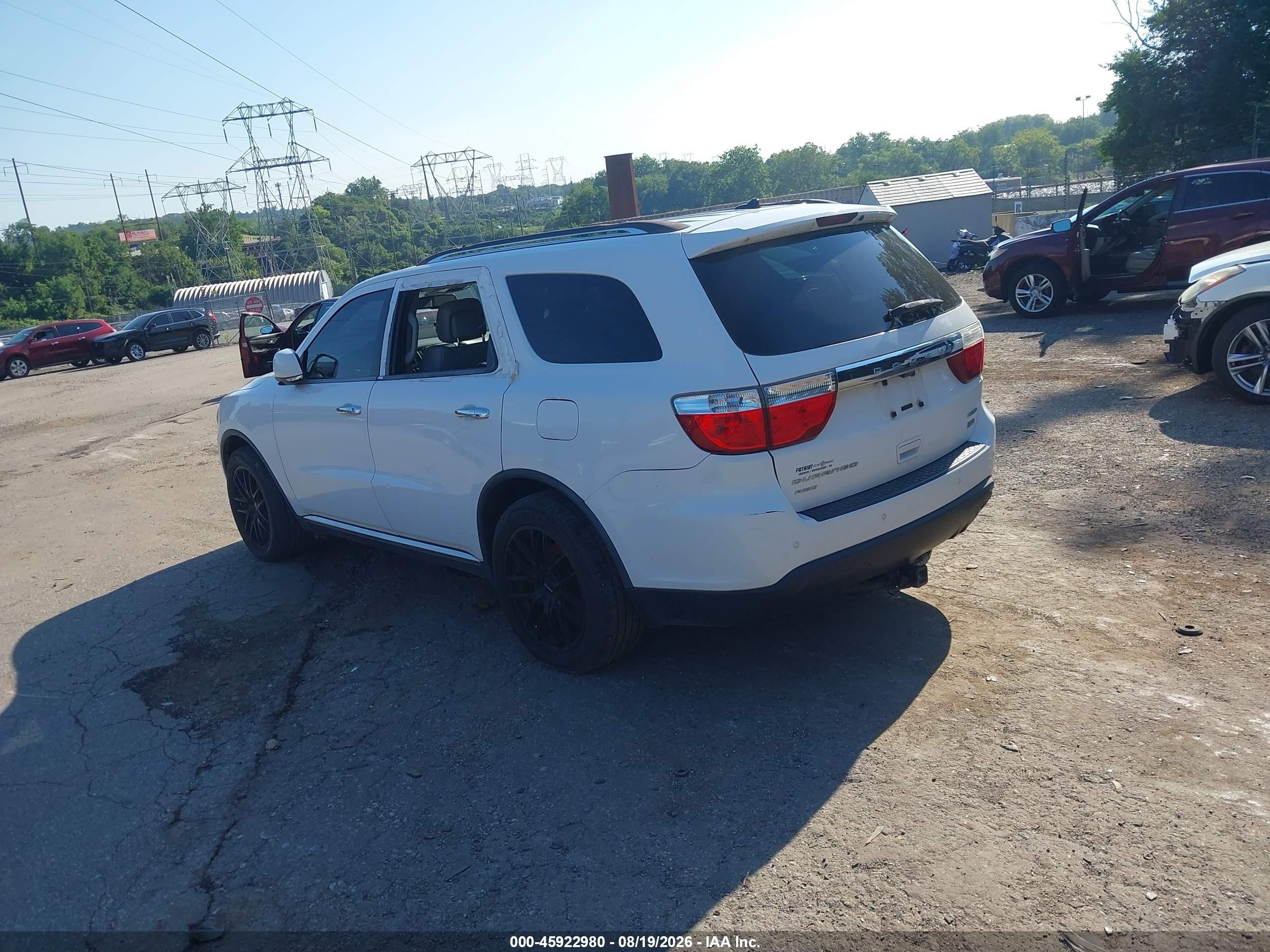 2013 Dodge Durango Crew White vin: 1C4RDJDG7DC677463