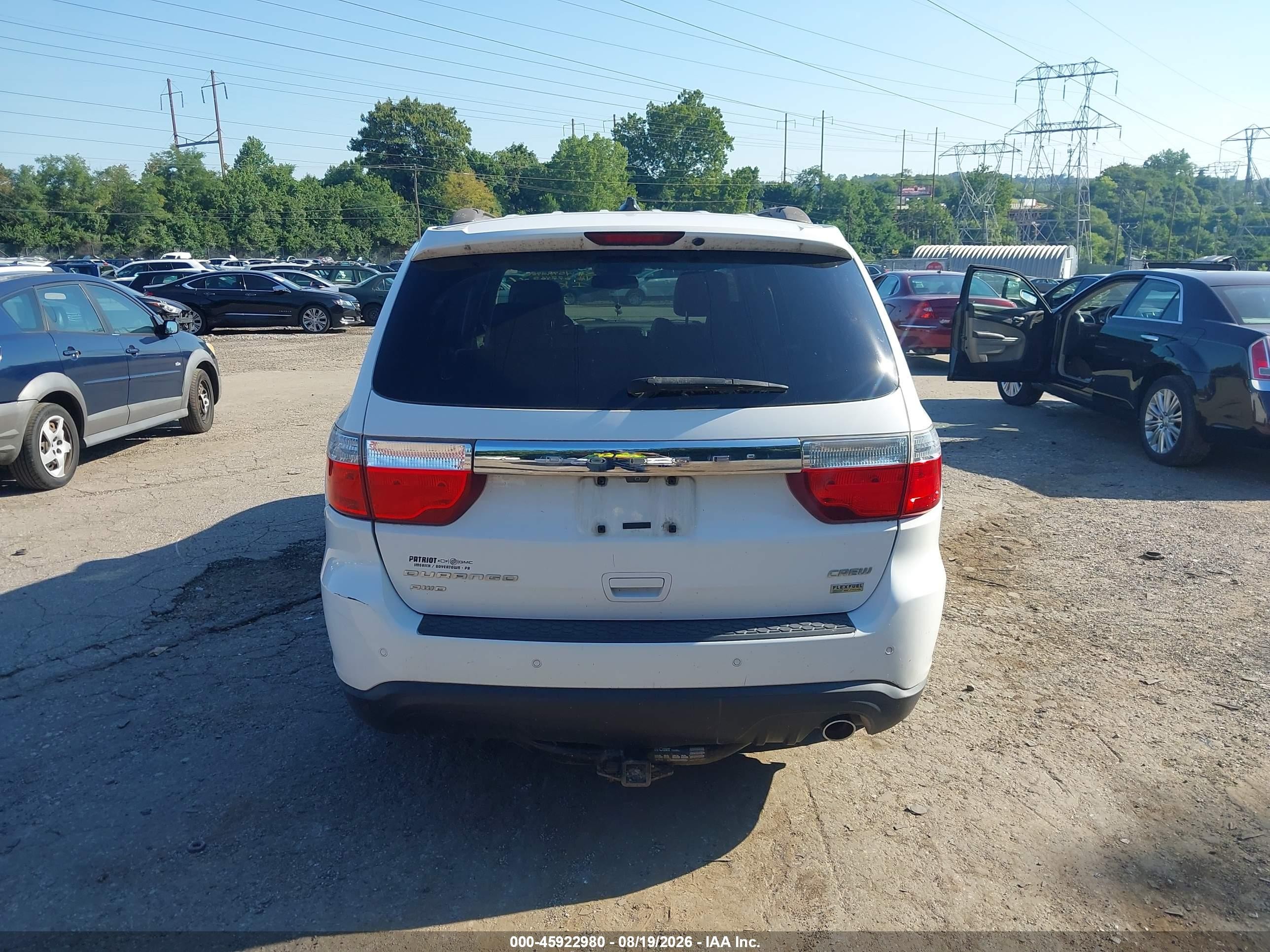 2013 Dodge Durango Crew White vin: 1C4RDJDG7DC677463