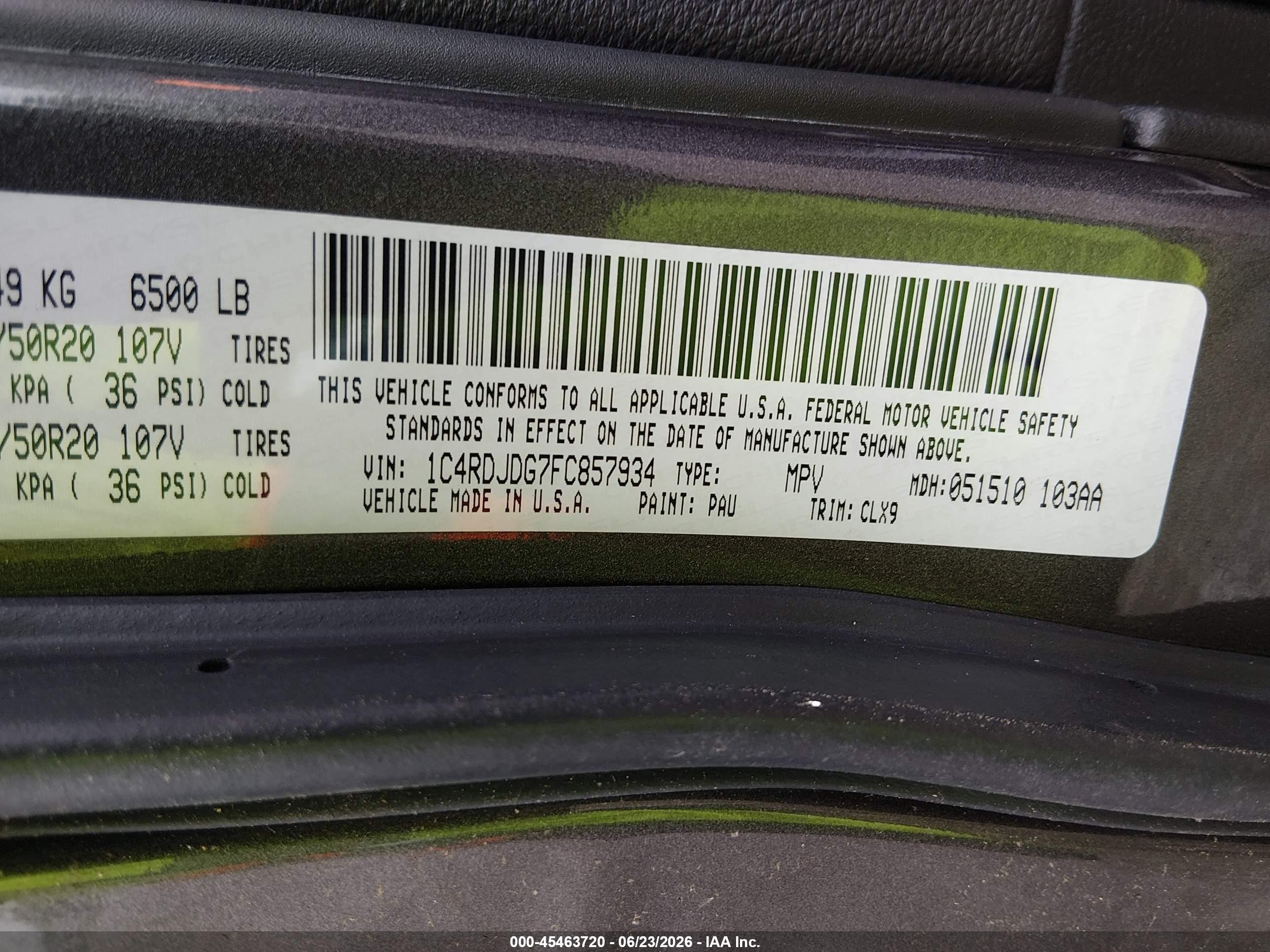 2015 Dodge Durango Limited Gray vin: 1C4RDJDG7FC857934