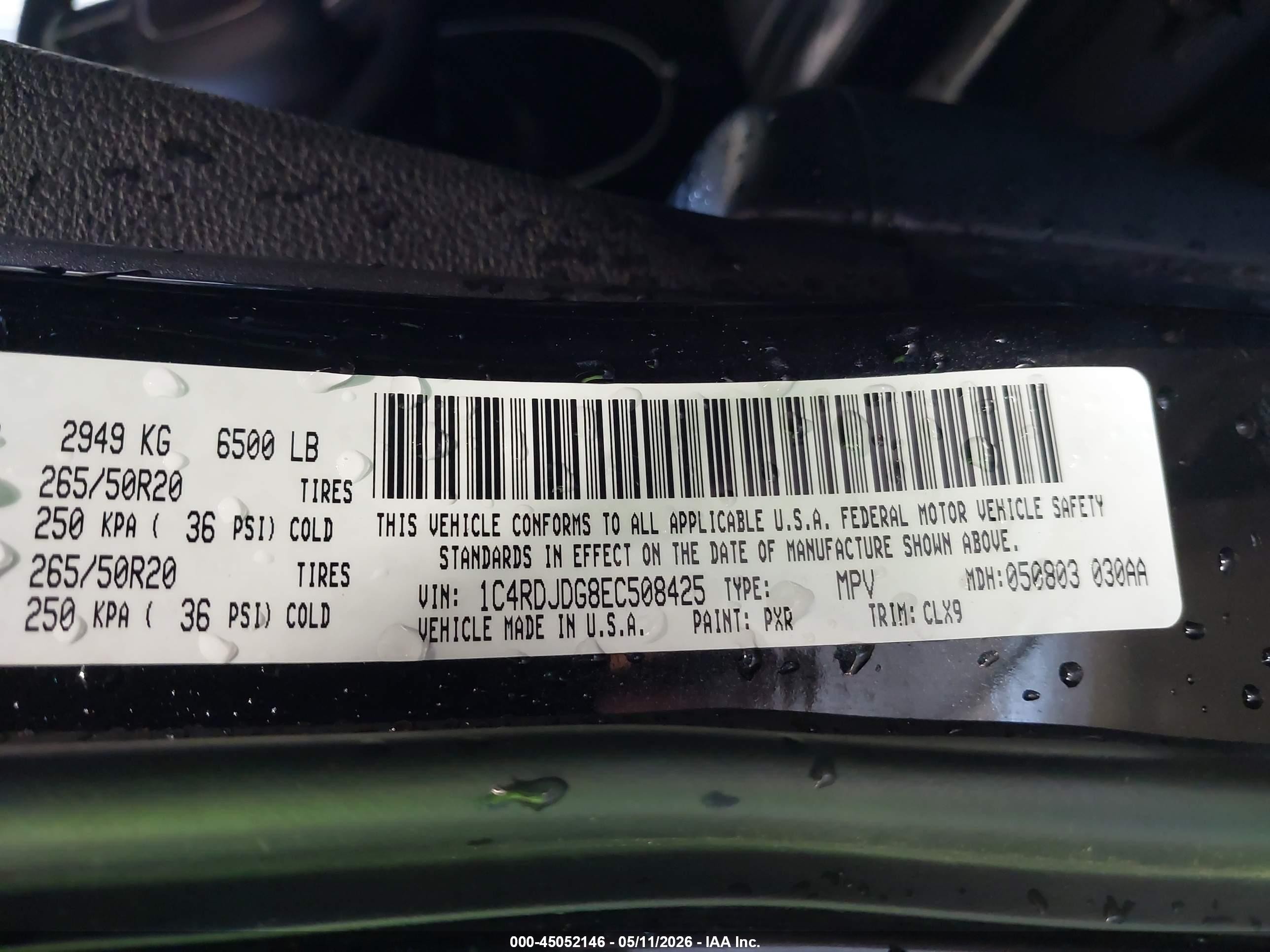 2014 Dodge Durango Limited Black vin: 1C4RDJDG8EC508425