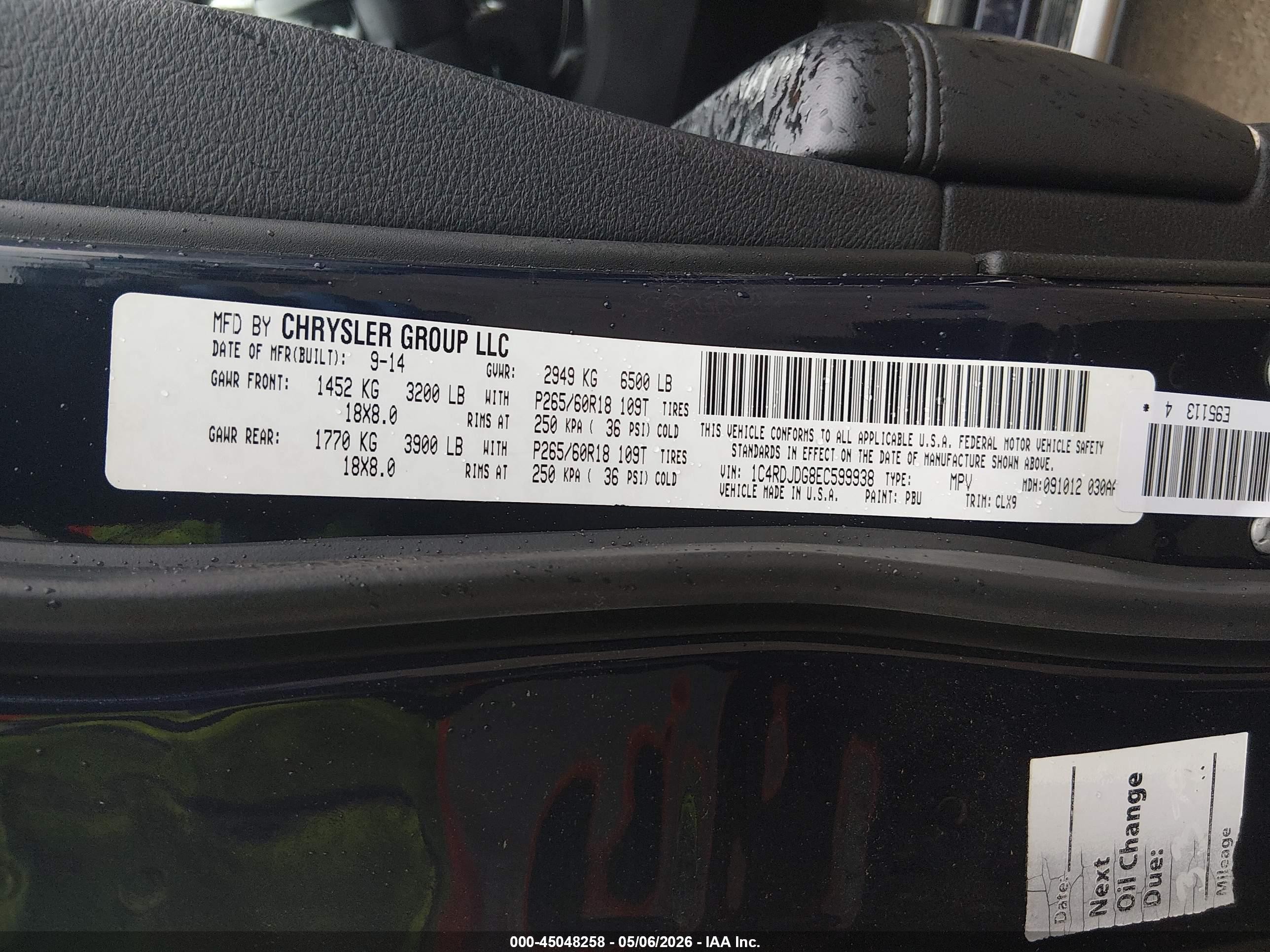2014 Dodge Durango Limited Синий vin: 1C4RDJDG8EC599938