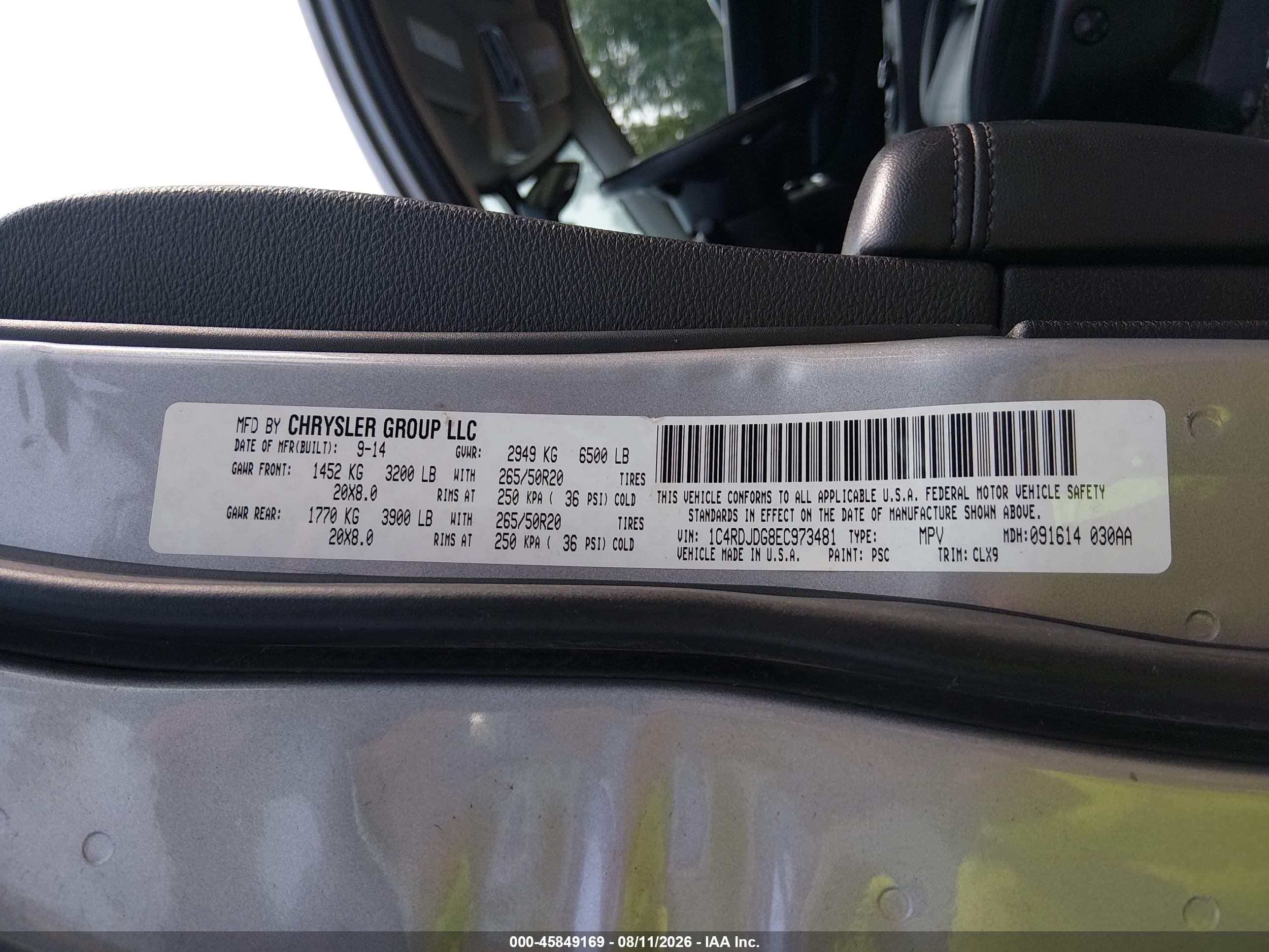 2014 Dodge Durango Limited Gray vin: 1C4RDJDG8EC973481