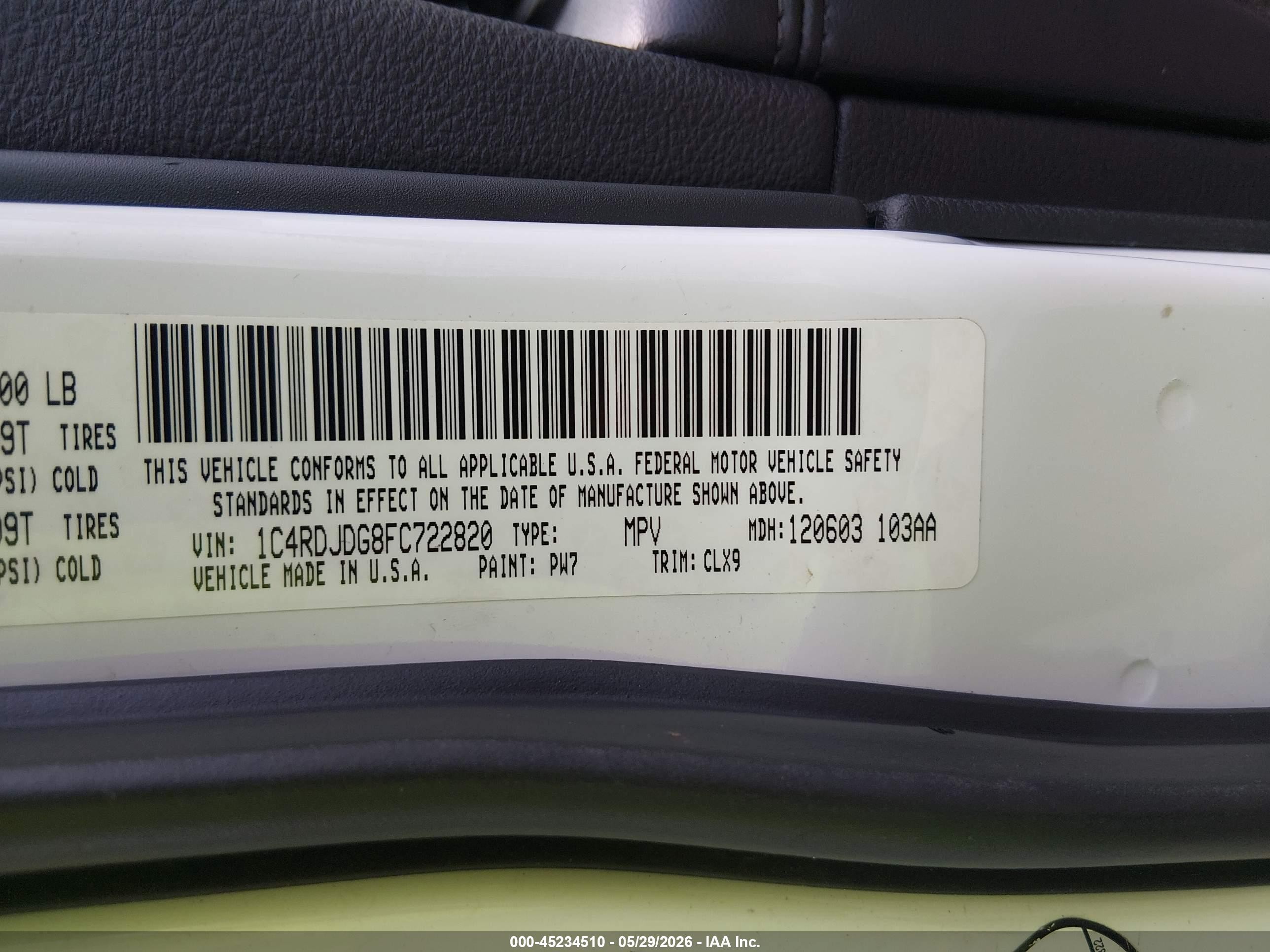 2015 Dodge Durango Limited White vin: 1C4RDJDG8FC722820