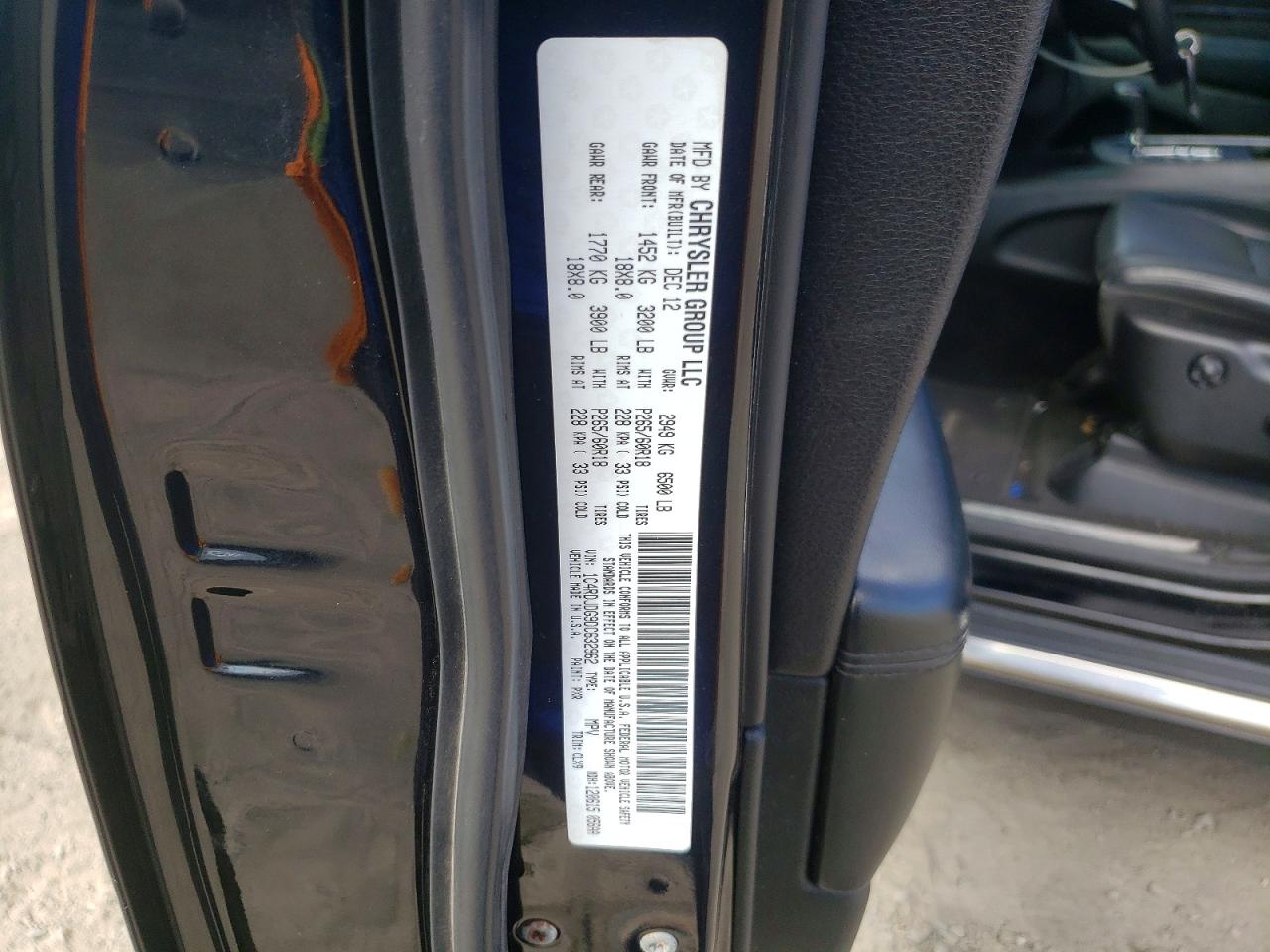 2013 Dodge Durango Crew Black vin: 1C4RDJDG9DC632962