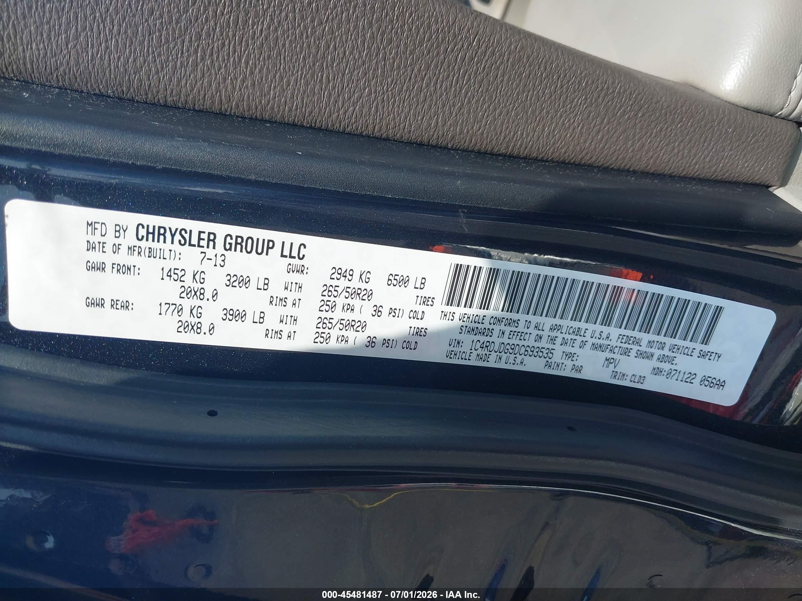 2013 Dodge Durango Crew Gray vin: 1C4RDJDG9DC693535