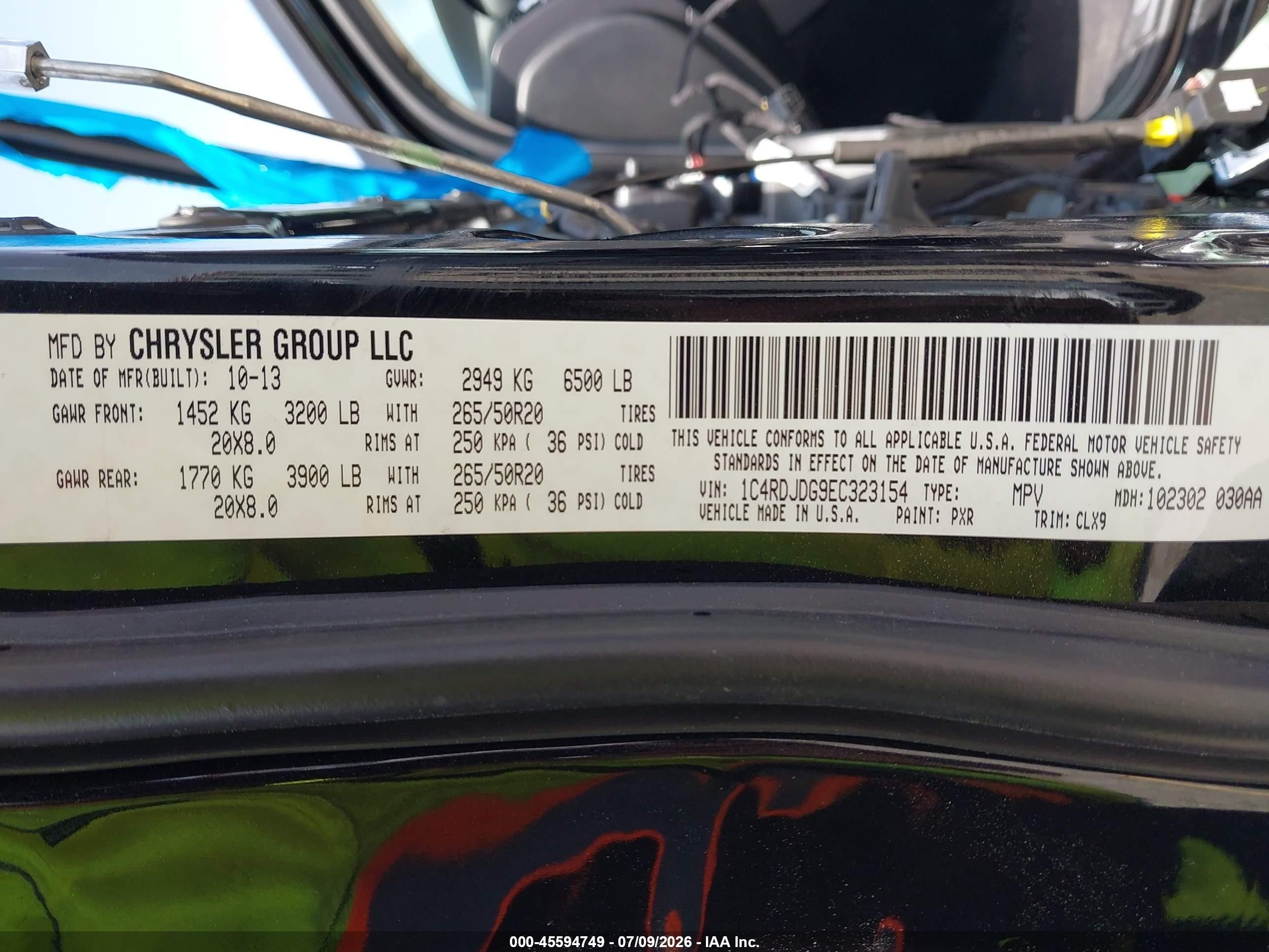 2014 Dodge Durango Limited Черный vin: 1C4RDJDG9EC323154