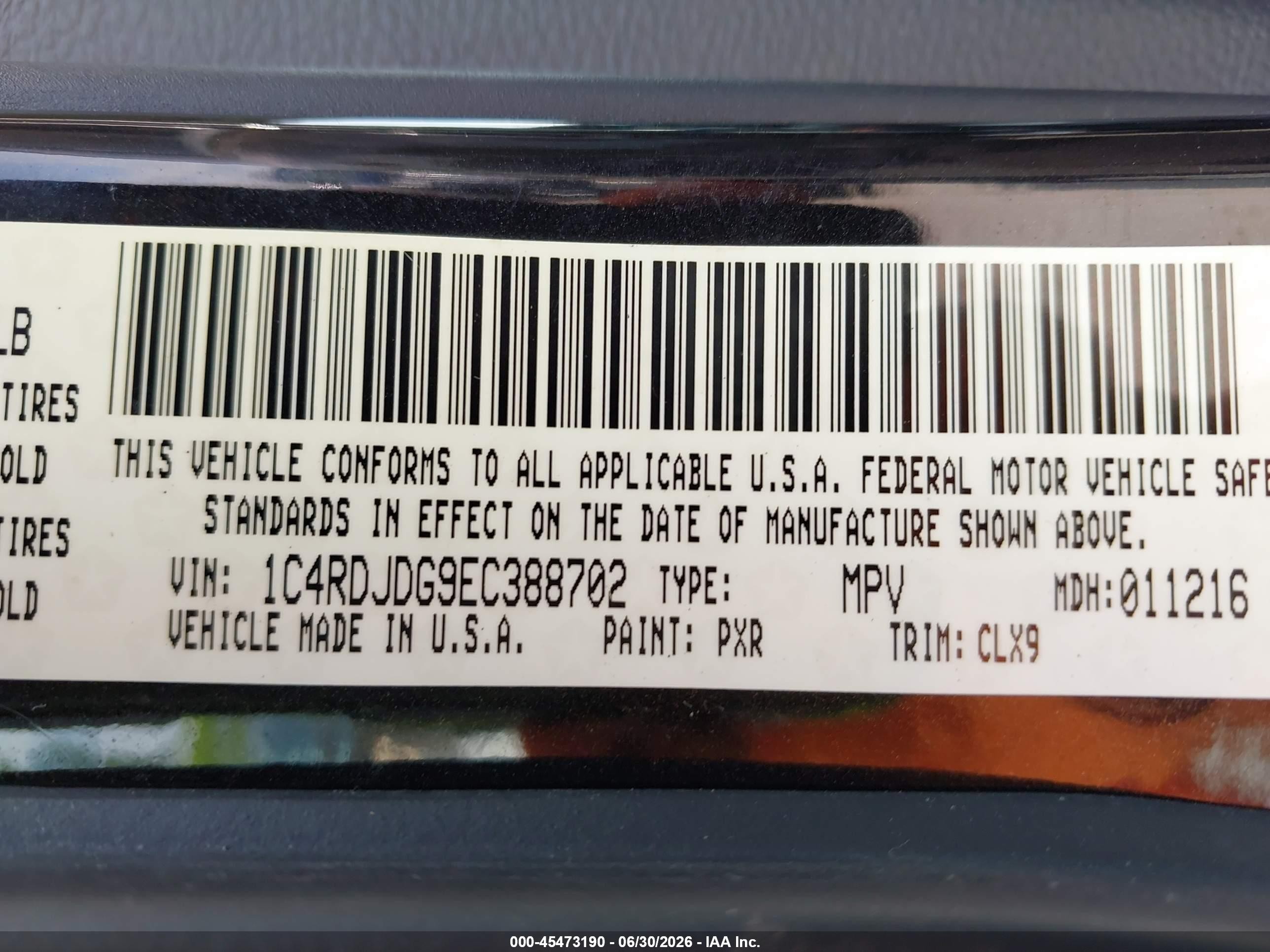 2014 Dodge Durango Limited Black vin: 1C4RDJDG9EC388702