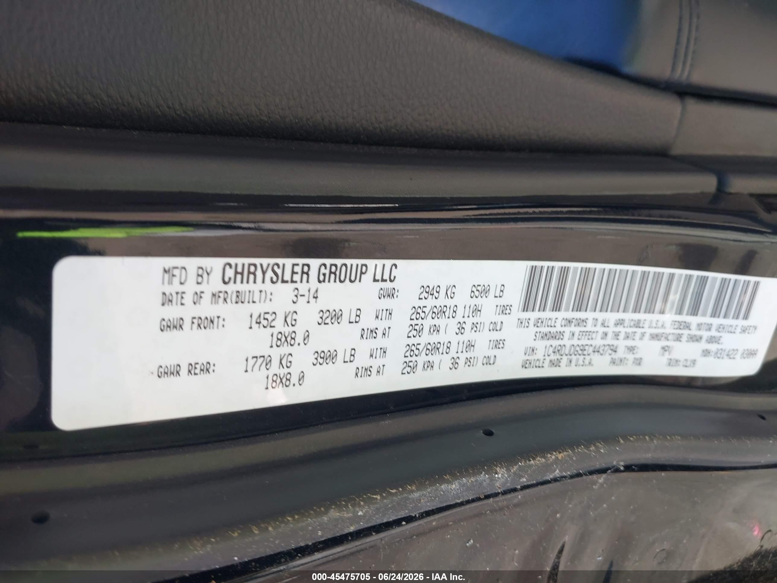 2014 Dodge Durango Limited Серый vin: 1C4RDJDG9EC443794