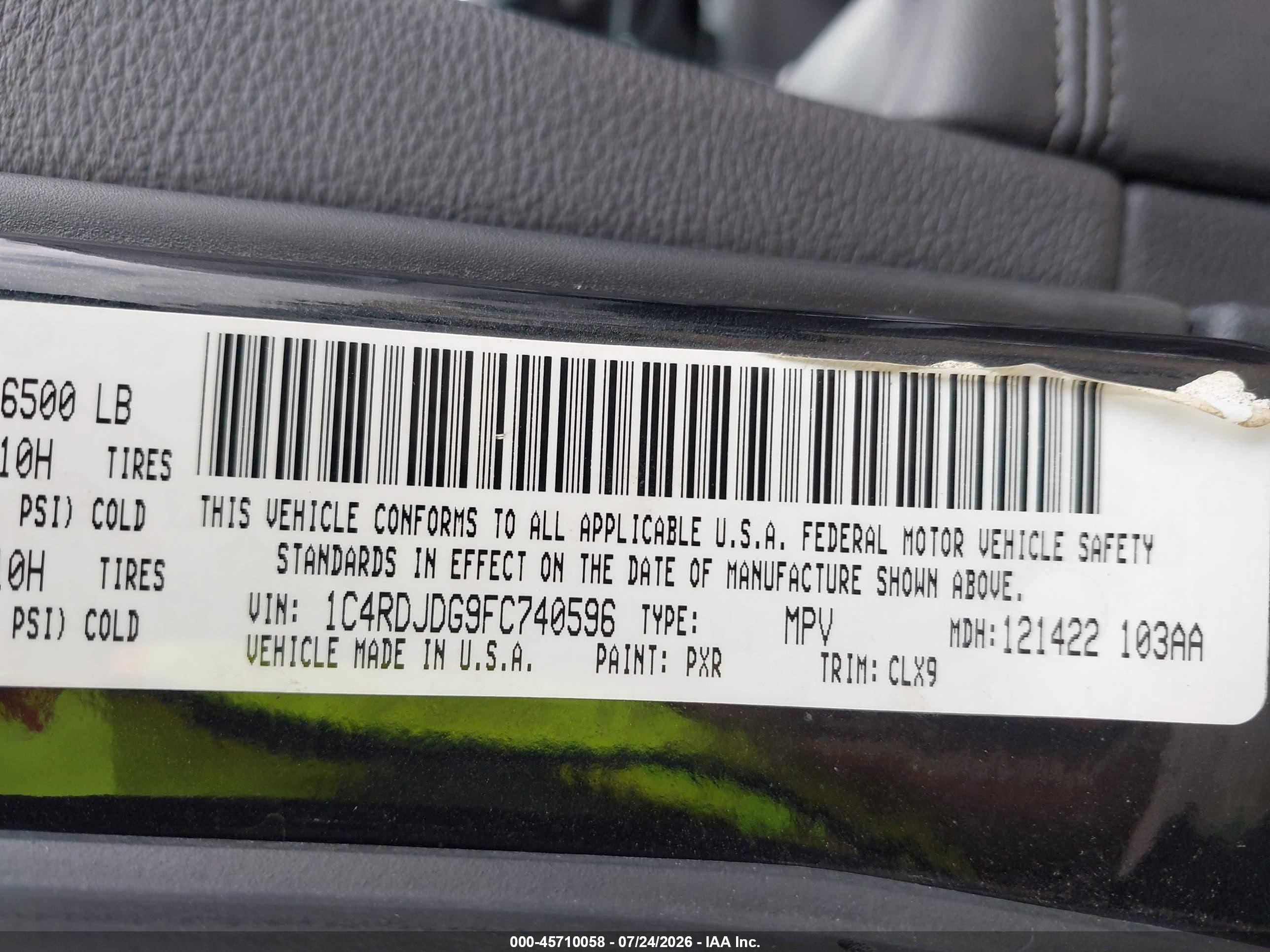 2015 Dodge Durango Limited Черный vin: 1C4RDJDG9FC740596