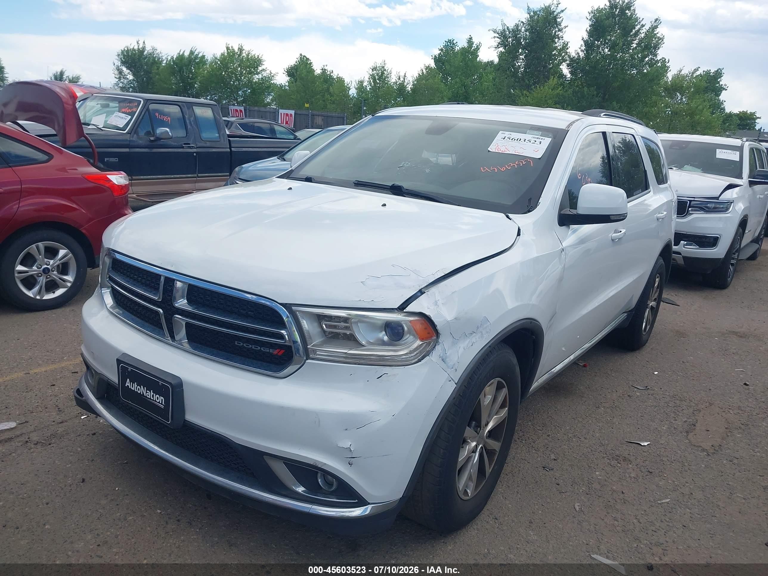 2015 Dodge Durango Limited Белый vin: 1C4RDJDG9FC837412