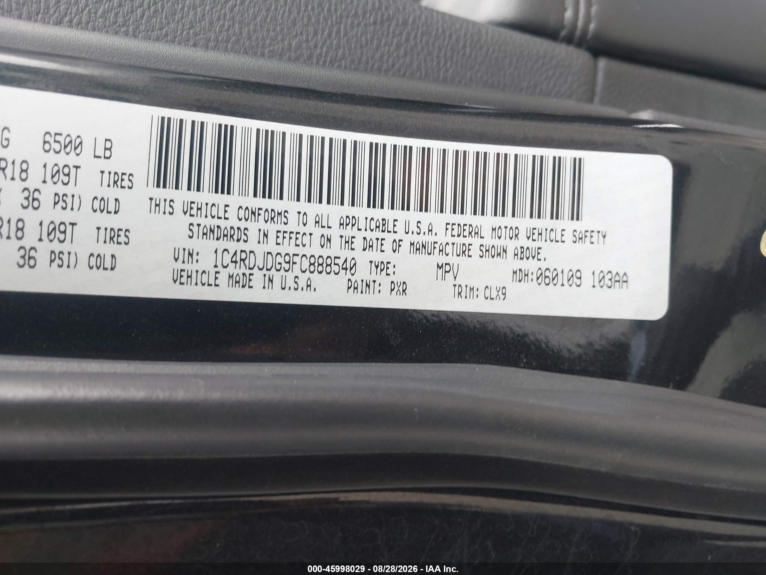 2015 Dodge Durango Limited Black vin: 1C4RDJDG9FC888540