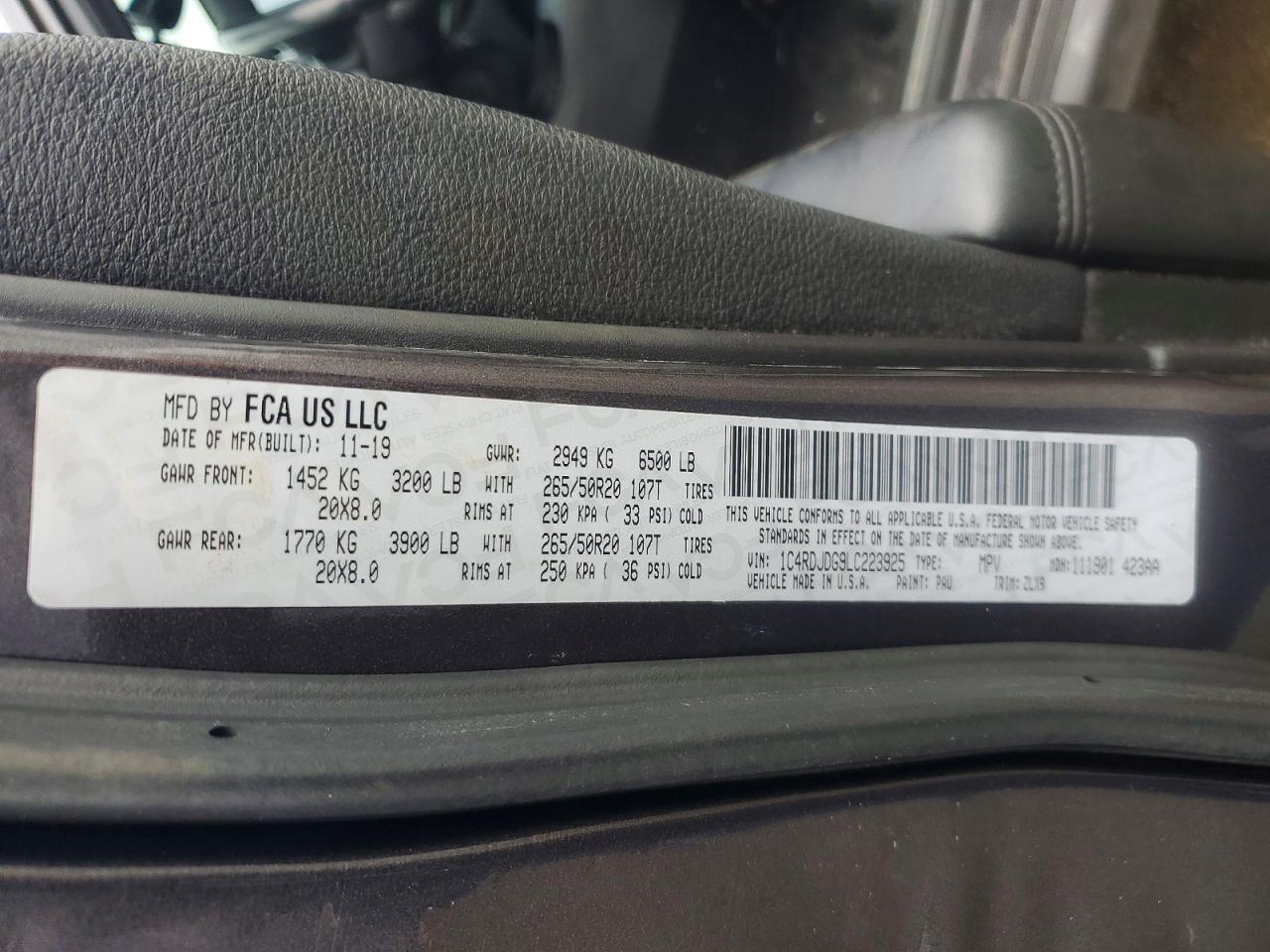2020 Dodge Durango Gt Charcoal vin: 1C4RDJDG9LC223925