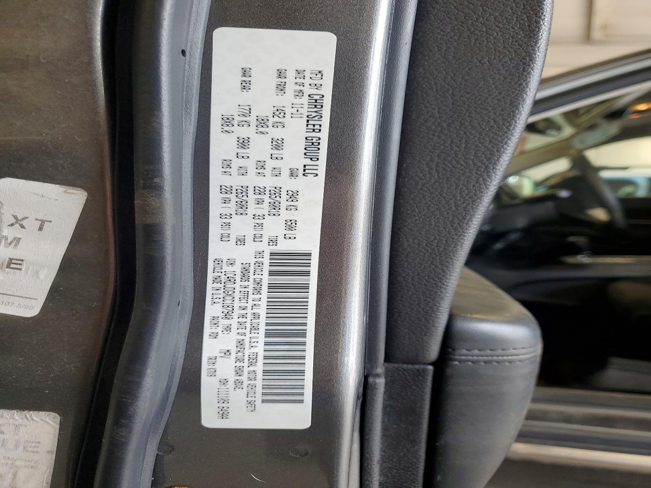 2012 Dodge Durango Crew Gray vin: 1C4RDJDGXCC187940