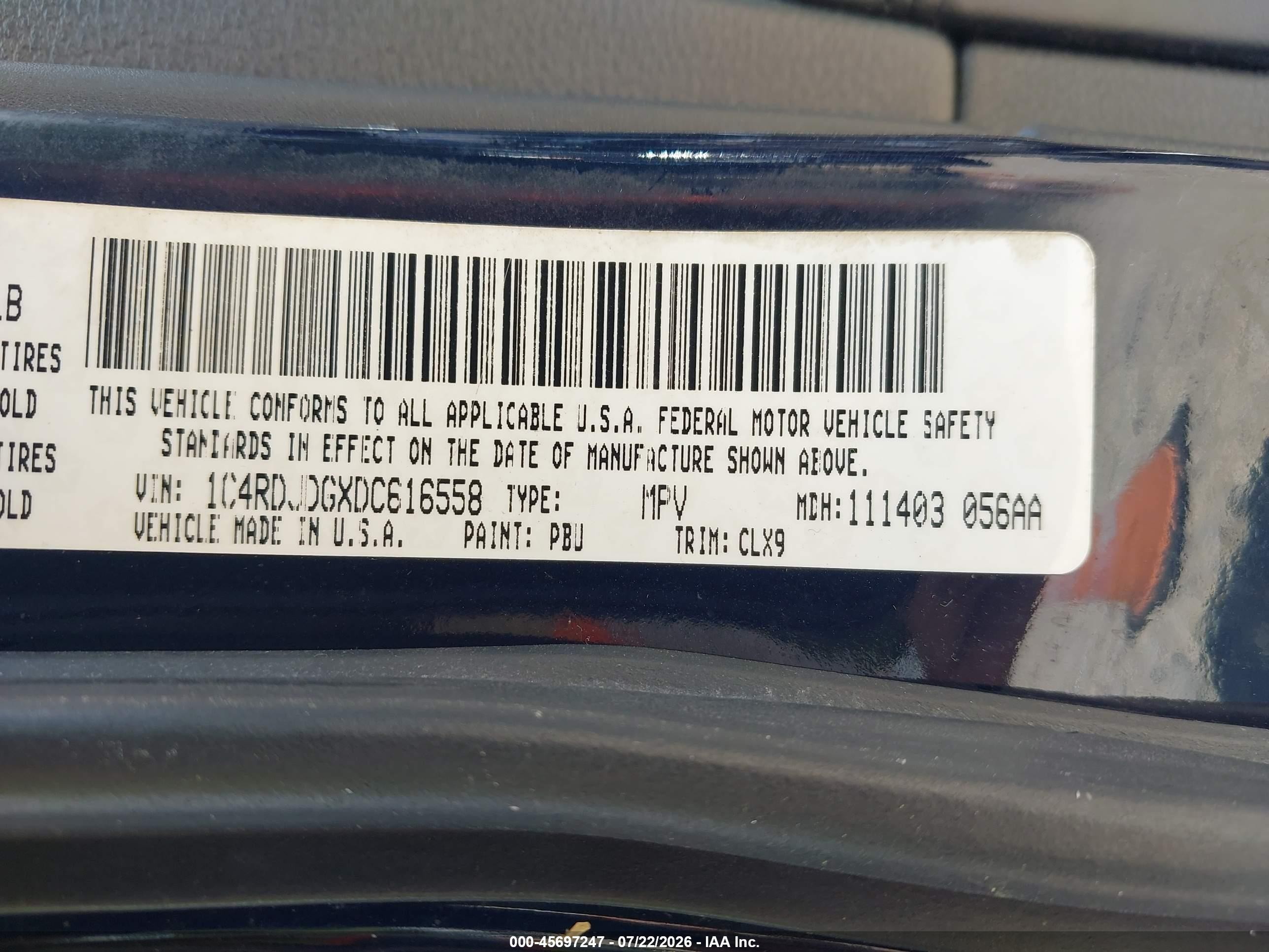 2013 Dodge Durango Crew Синий vin: 1C4RDJDGXDC616558