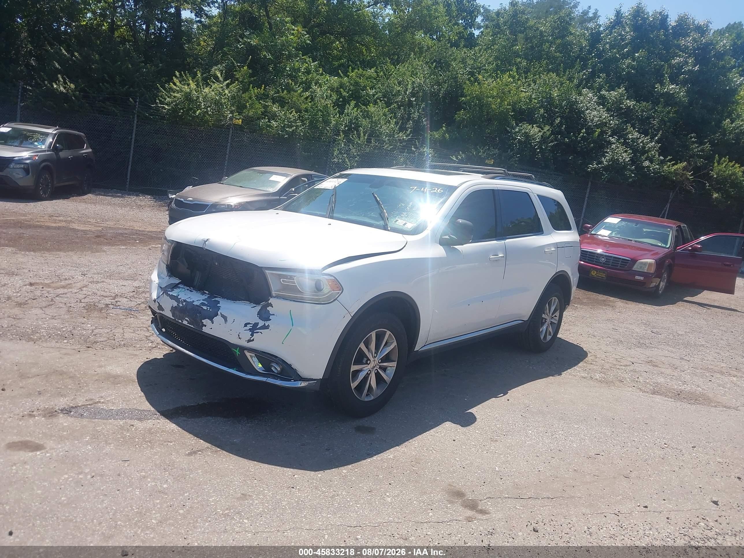 2014 Dodge Durango Limited White vin: 1C4RDJDGXEC449992